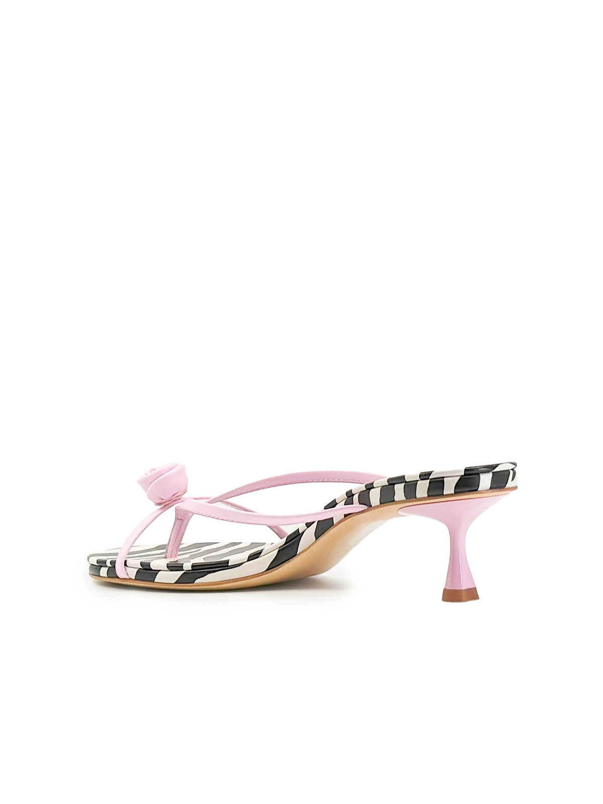 Pink Round-Toe Front Rose Flip Flop Kitten Heels