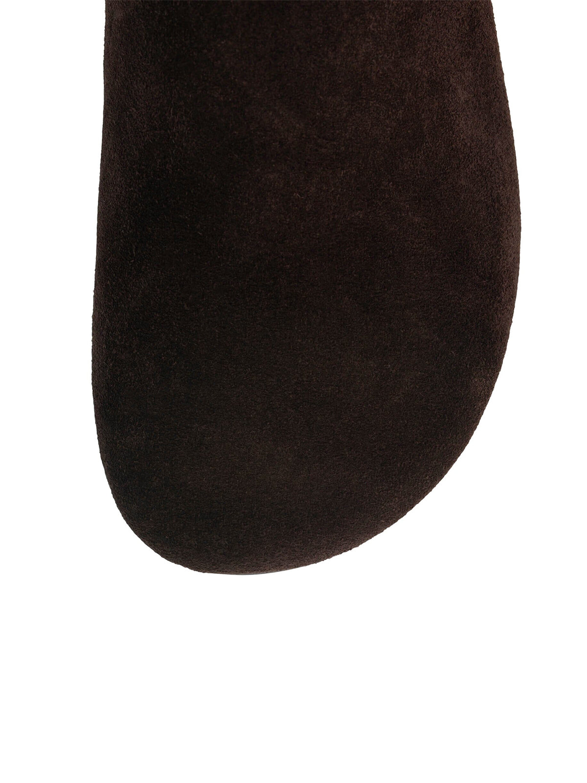Coffee Faux Suede Square-Toe Slip-On Simple Backless Flats