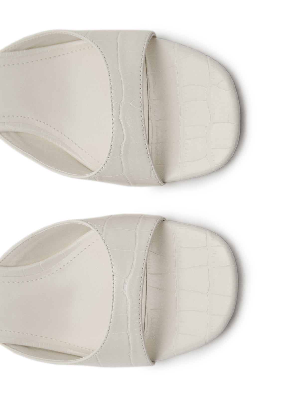 White Crocodile Print Square-Toe Classic Kitten Heels