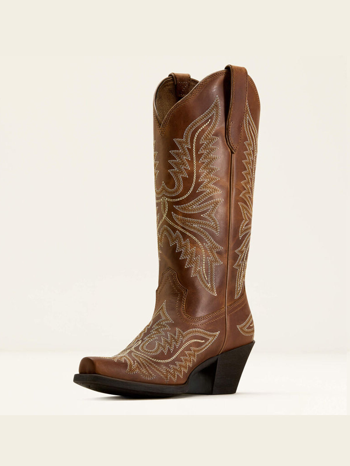 Dark Red Snip-Toe Western Embroidery Mid Calf Cowgirl Boots For Women