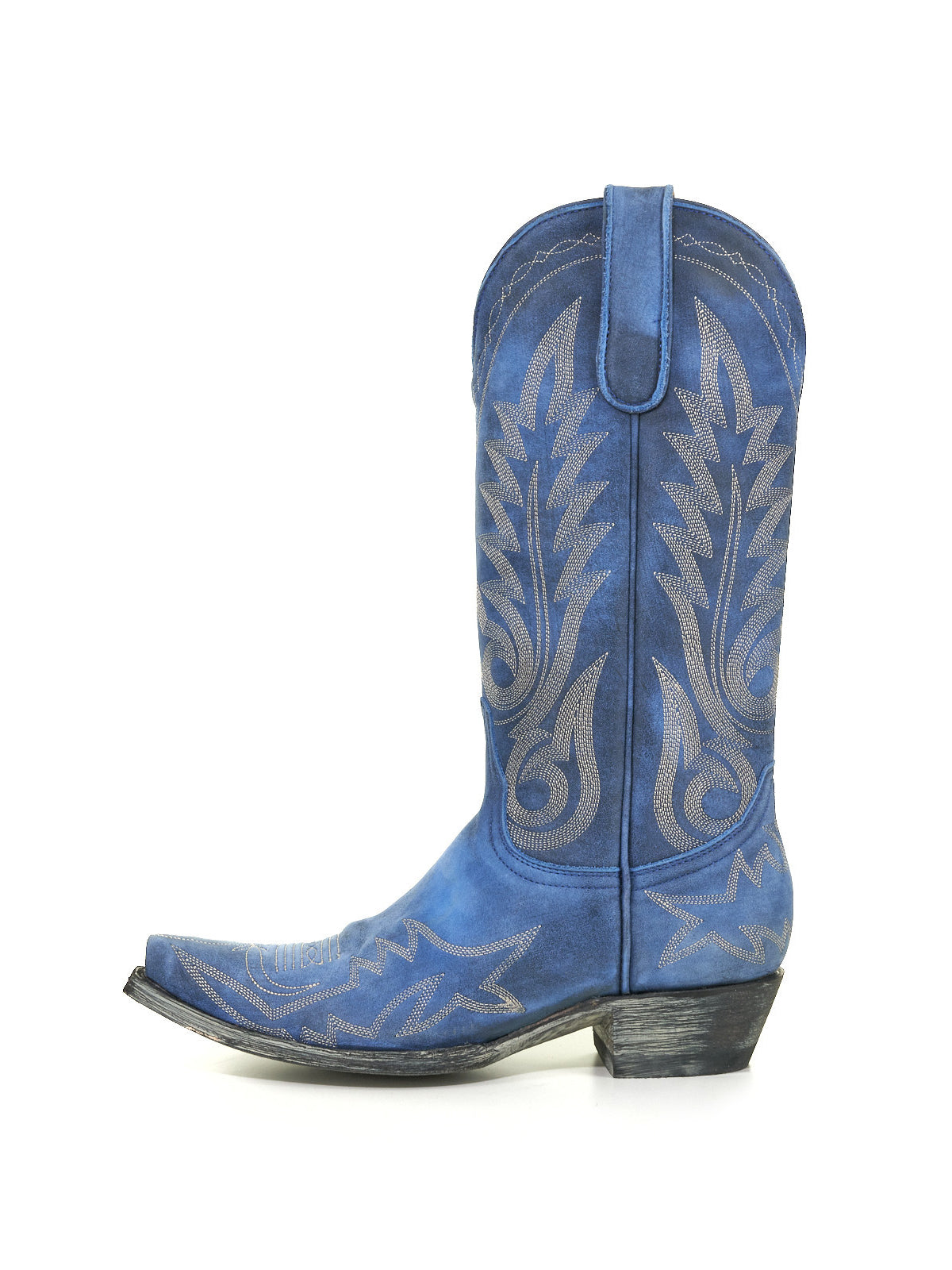 Chic Embroidery Snip-Toe Classic Mid Calf Cowgirl Boots - Blue