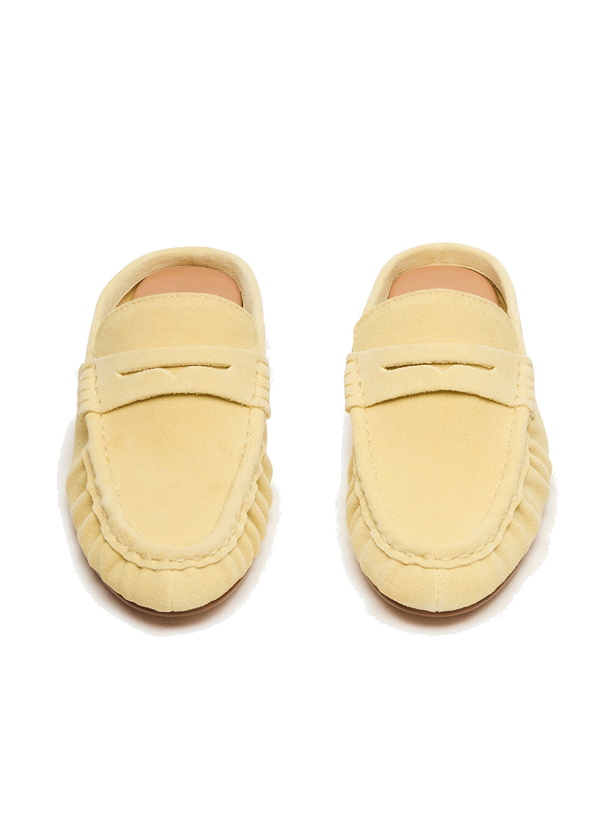 Yellow Faux Suede Round-Toe Stylish Slip-On Flats