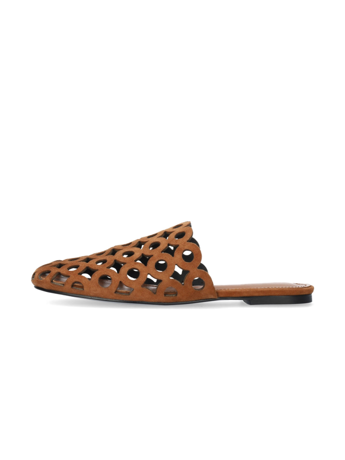 Tawny Square-Toe Chic Backless Perforated Loafers Flats