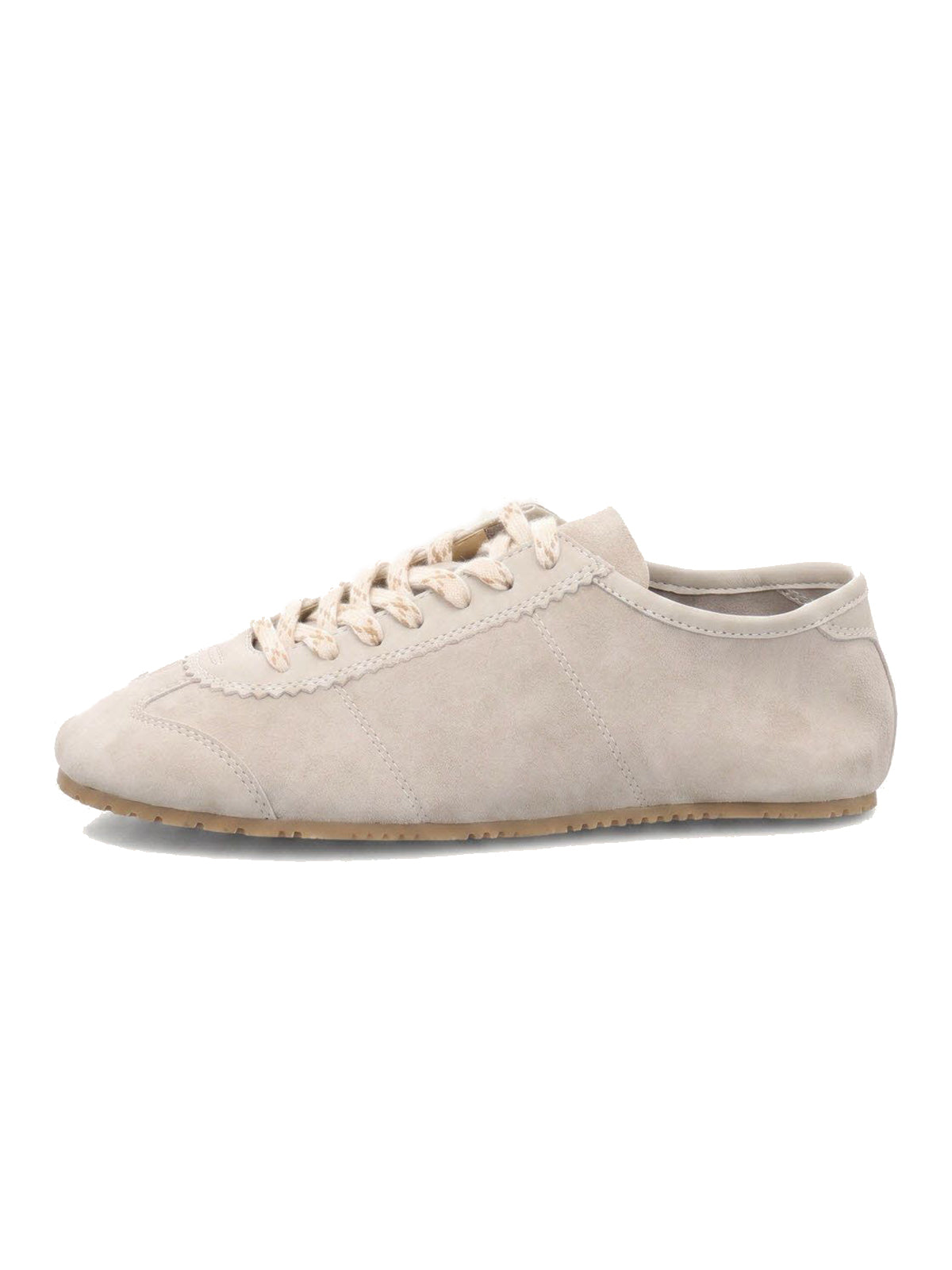 Pink Cow Suede And Cow Leather Round-Toe Lace-Up Flats Sneakers