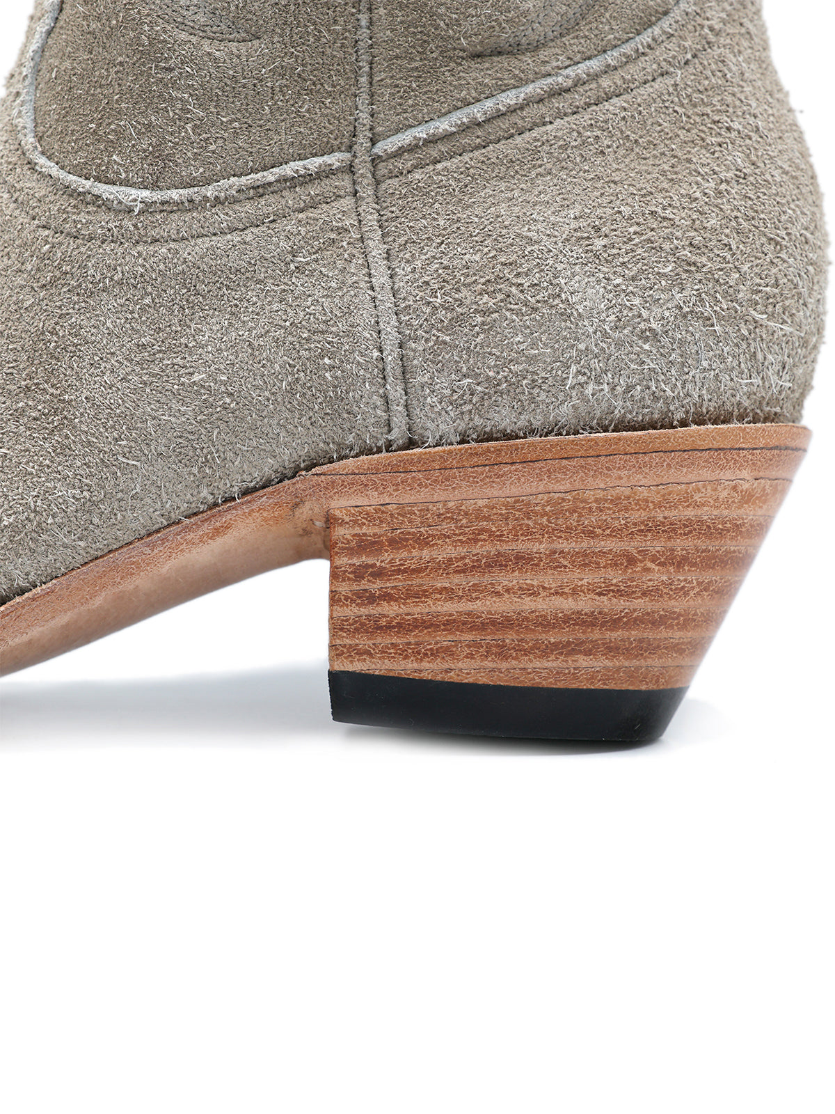 Gray Faux Suede Padded Embroidery Pointed-Toe Wide Mid Calf Tall Cowgirl Boots