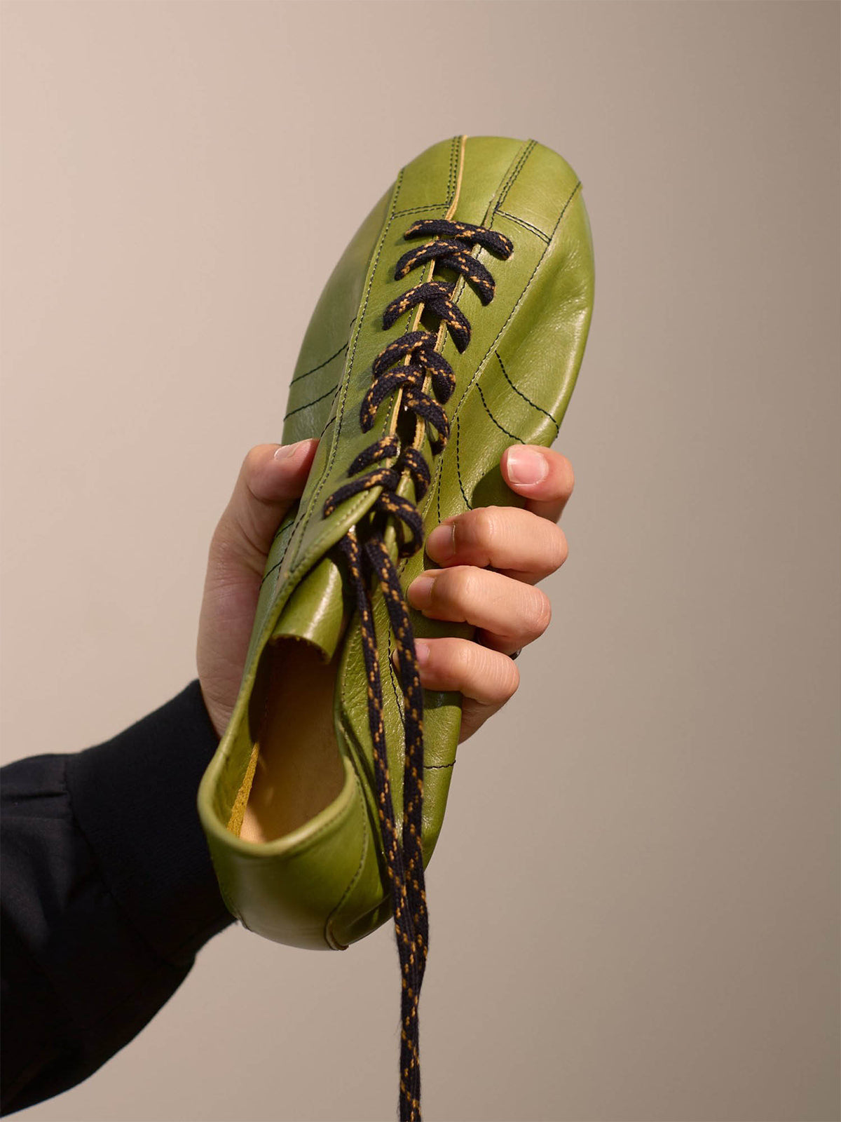 Square-Toe Classic Lace-Up Chic Flats Sneakers - Olive Green