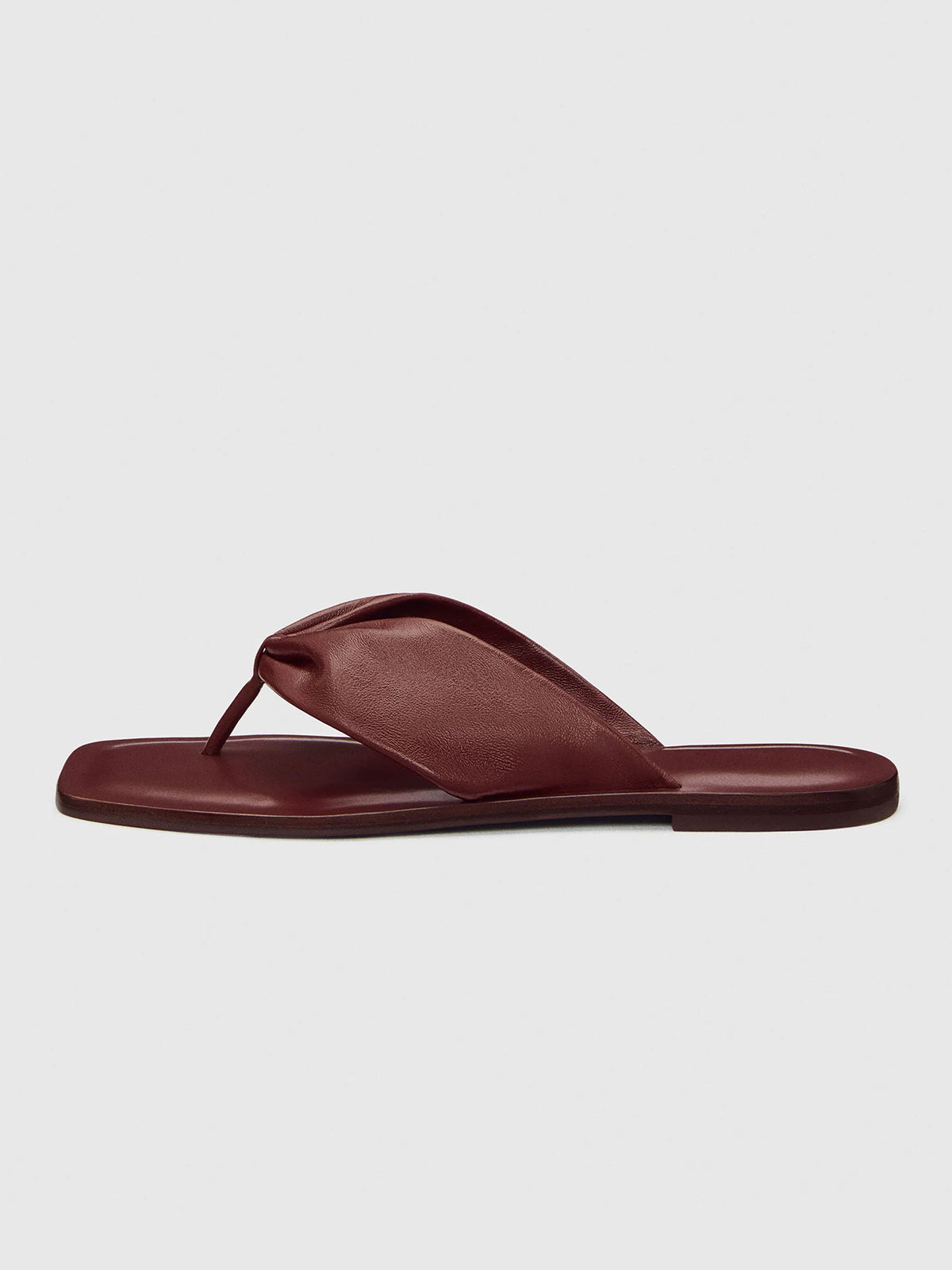 Red Square-Toe Front Studs Flip-Flops Simple Backless Flats