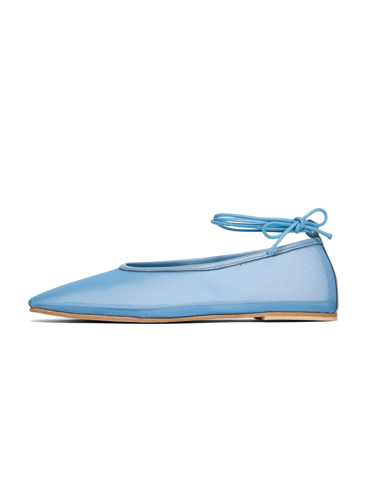 Blue Mesh Square-Toe Simple Ankle Strap Stylish Flats