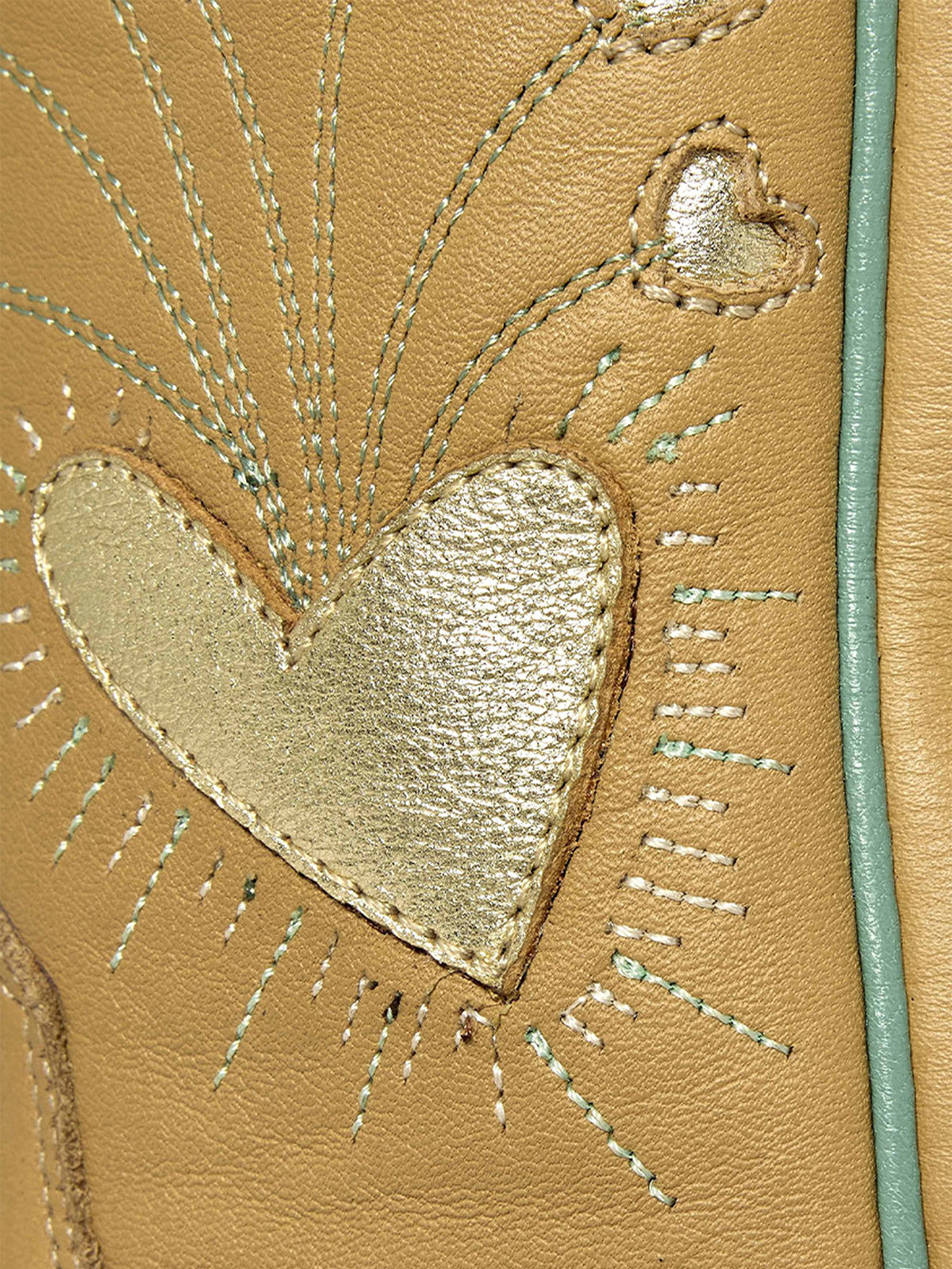 Neutral Snip-Toe Metallic Heart Applique And Inlay Wide Calf Knee High Cowgirl Boots