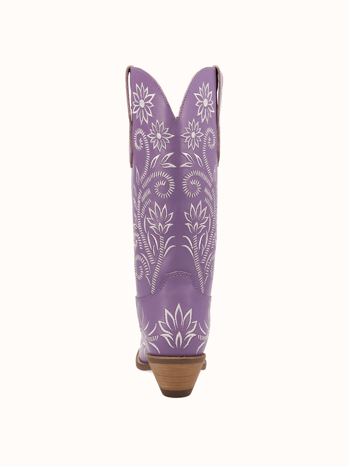 Purple Snip-Toe White Flowers Embroidery Chic Mid Calf Cowgirl Boots