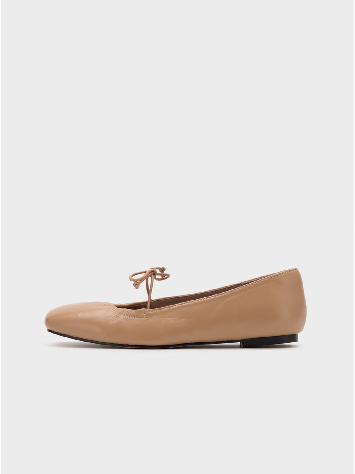 Brown Square-Toe Slip-On Flats With Bow