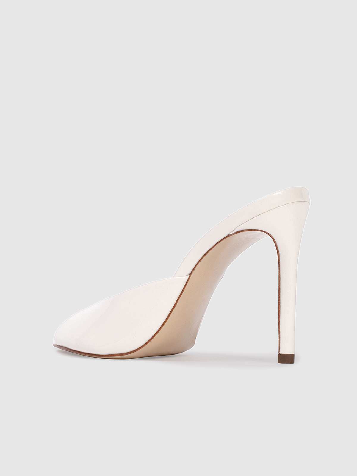 Patent Ivory Round-Toe Simple High Heels