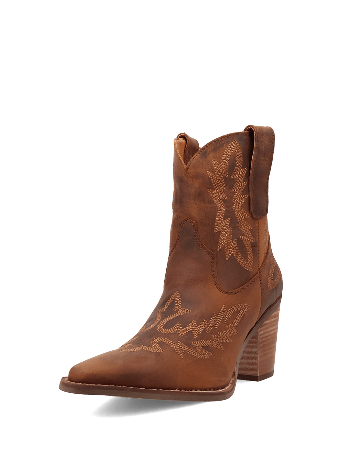 Brown Snip-Toe Classic Embroidery Western Ankle Cowgirl Boots