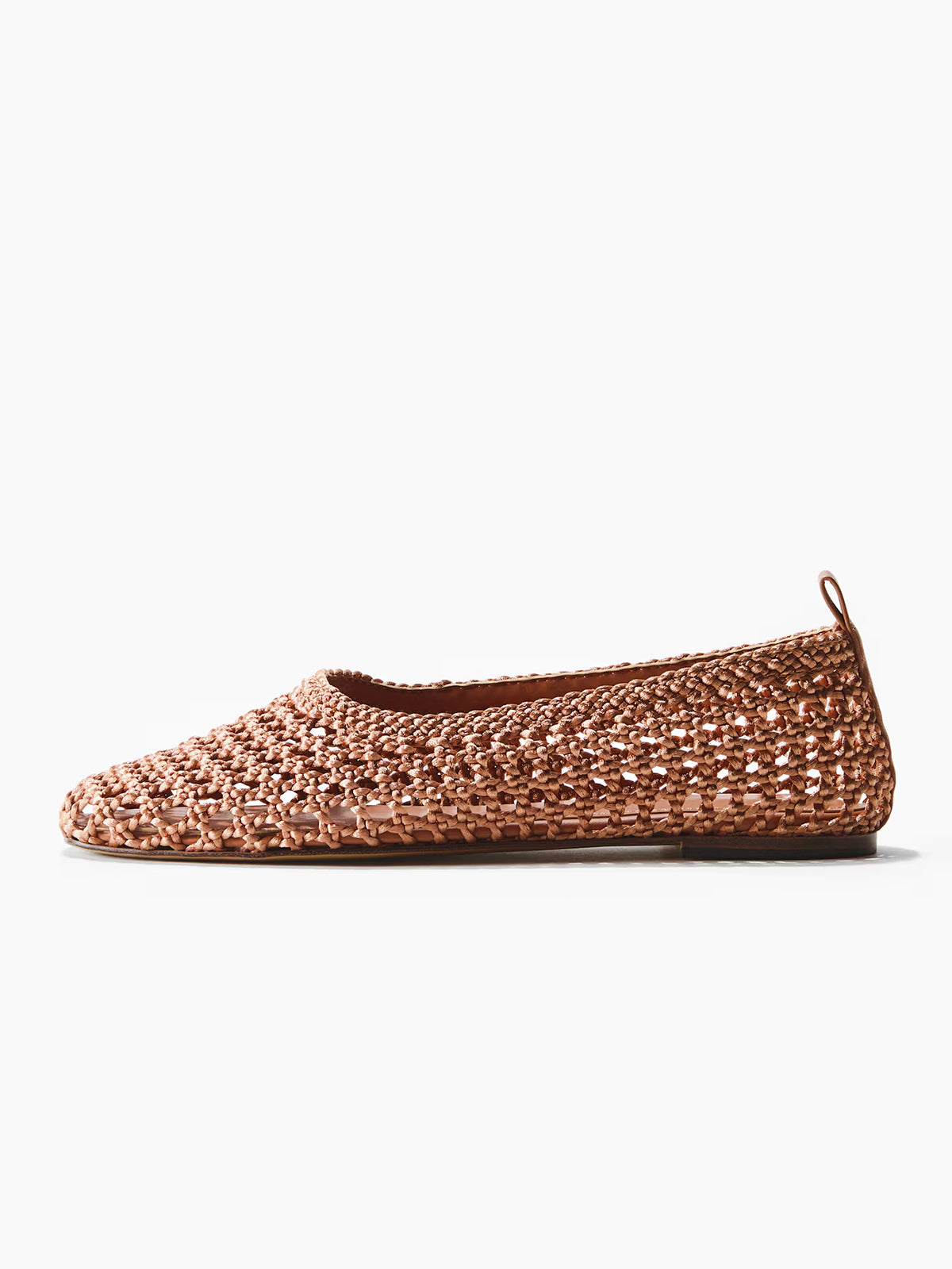 Dusty Pink Satin Woven Square-Toe Simple Ballet Flats