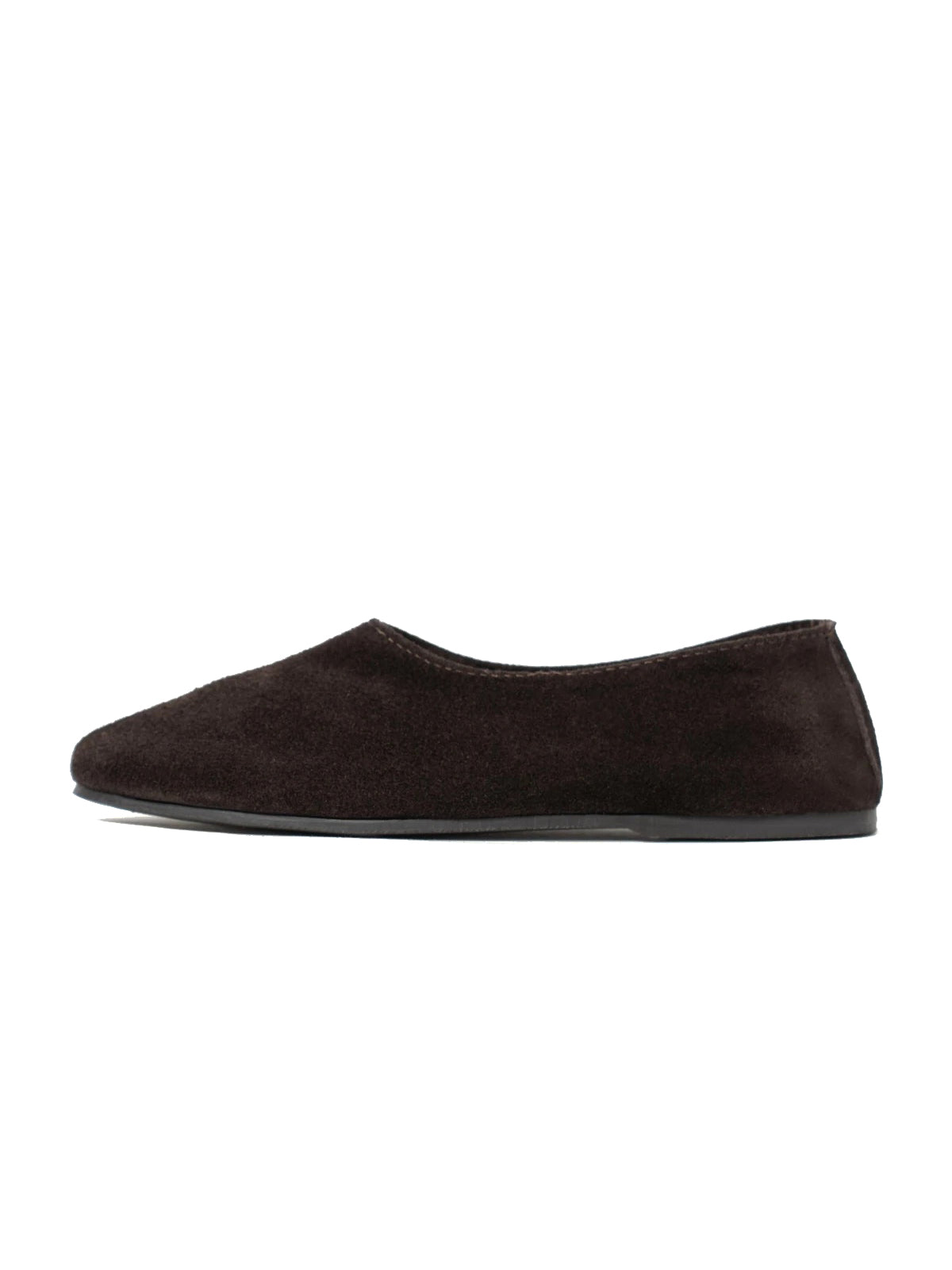 Coffee Cow Suede Round-Toe Slip-On Simple Flats
