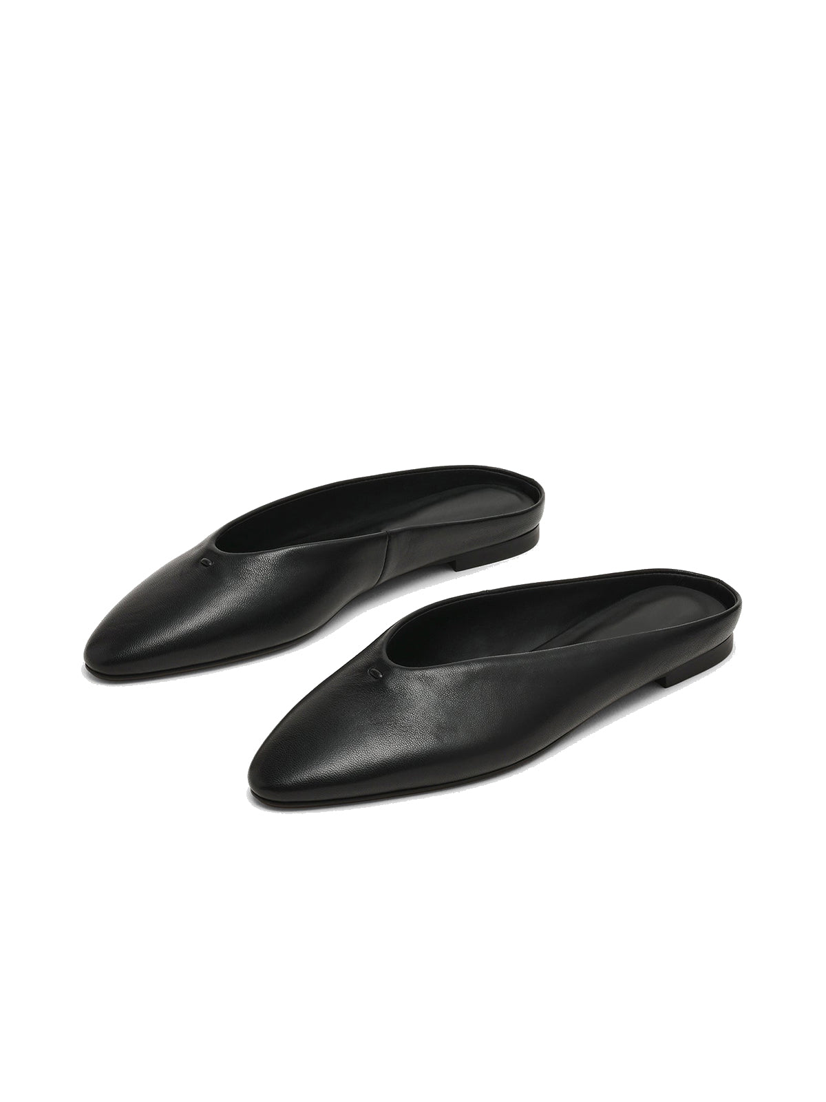 Black Almond-Toe Slip-On Simple Backless Flats