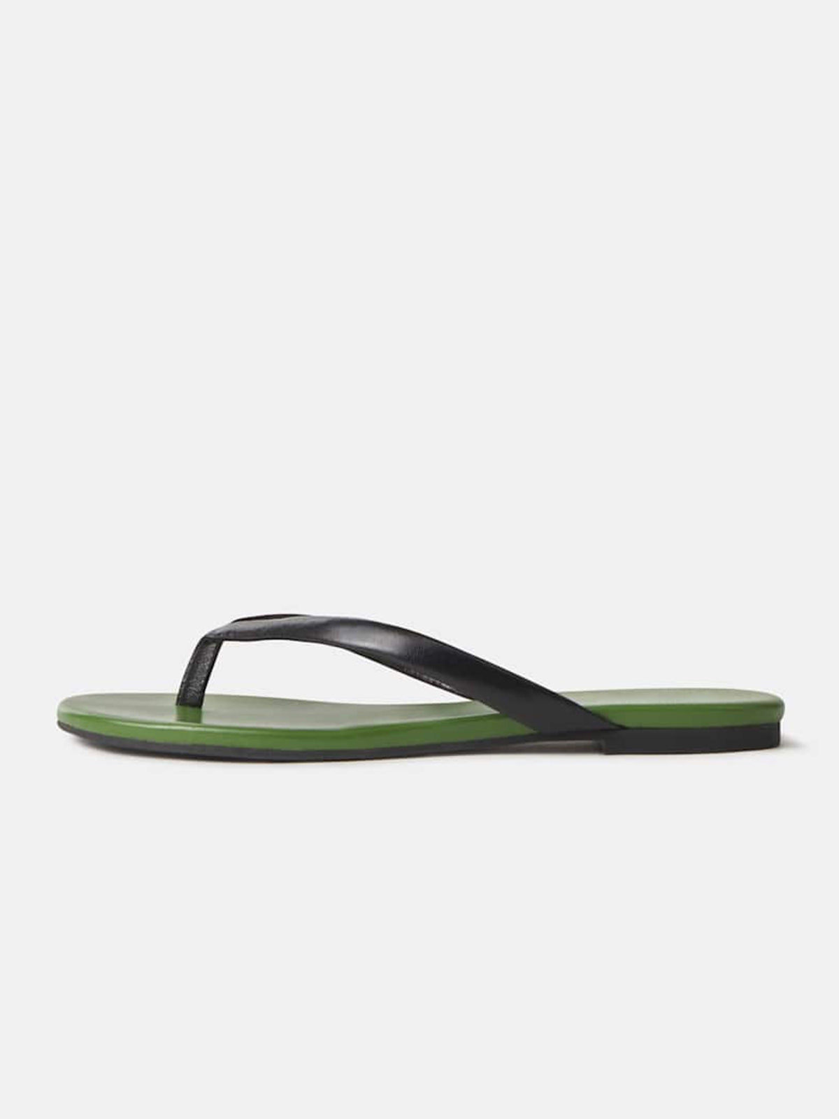 Green Round-Toe Flip-Flop Simple Sandals Flats