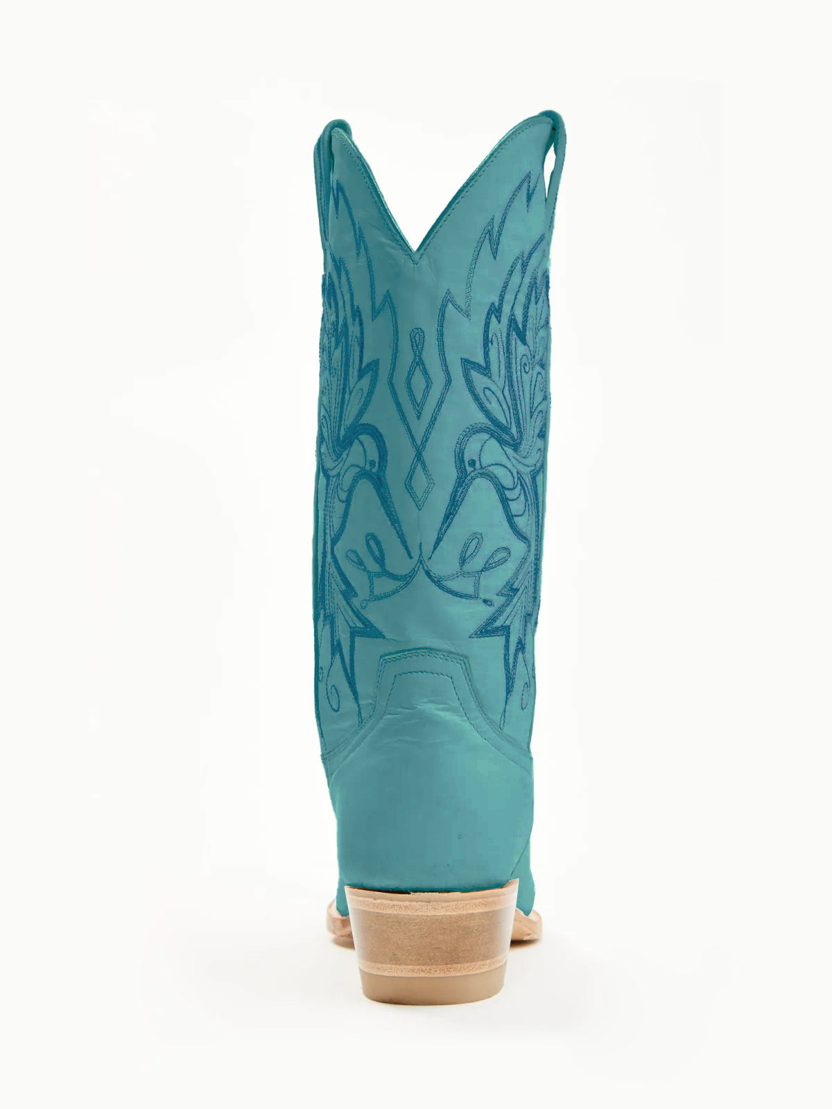 Teal Snip-Toe Vivid Bird Embroidery Mid Calf Cowgirl Boots