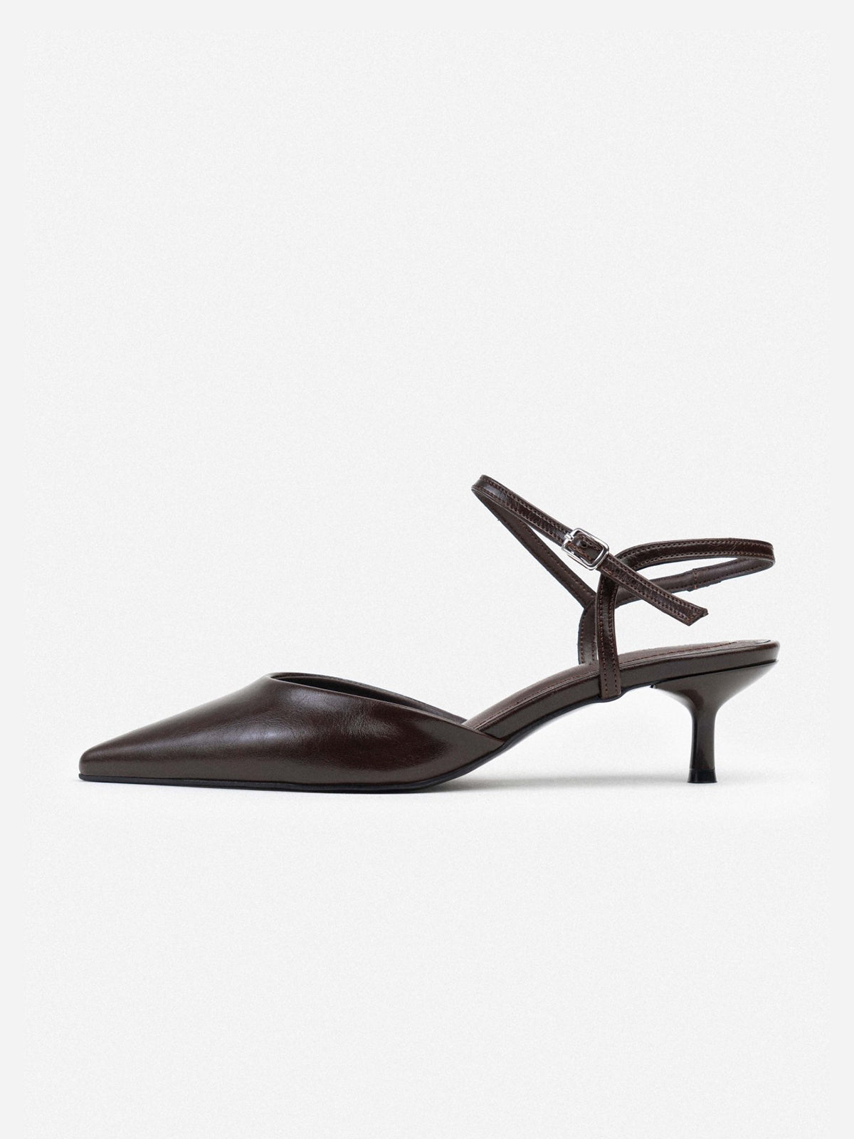 Ankle Strap Pointed-Toe Concise Kitten Heels - Burgundy