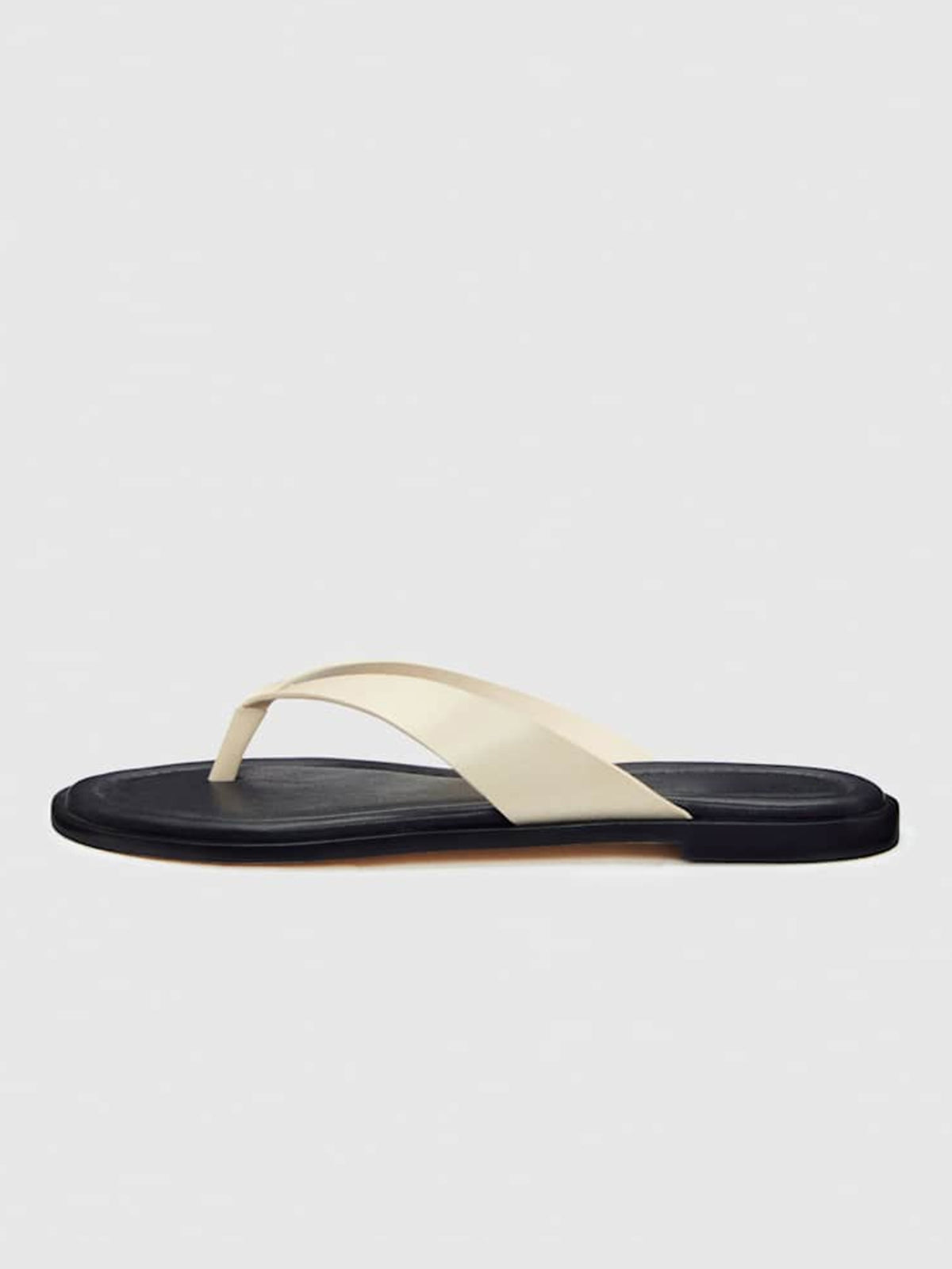Bone Round-Toe Flip-Flop Slip-On Flats Sandals
