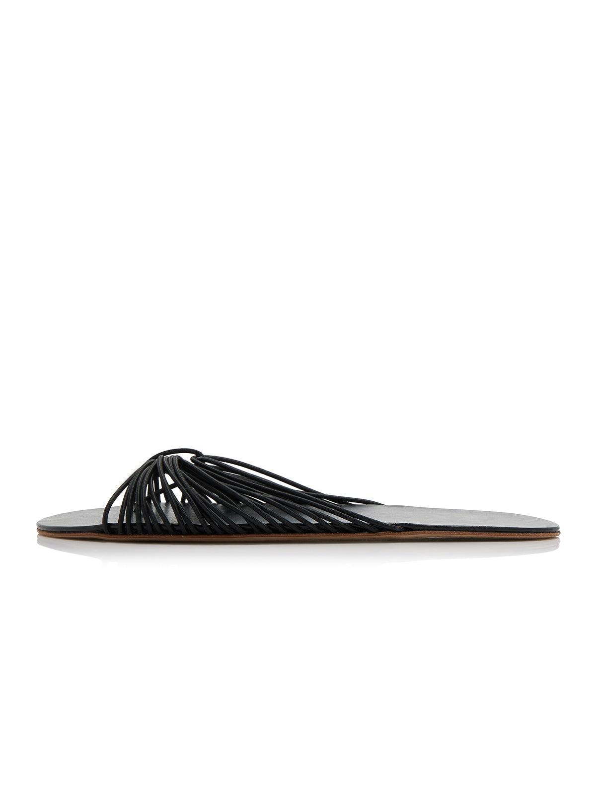 Black Round-Toe Elastic Straps Flats