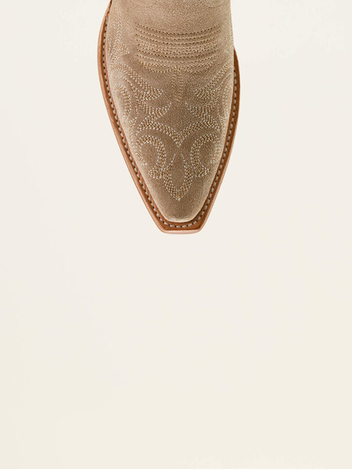 Taupe Faux Suede Snip-Toe Western Embroidery Mid Calf Cowgirl Boots