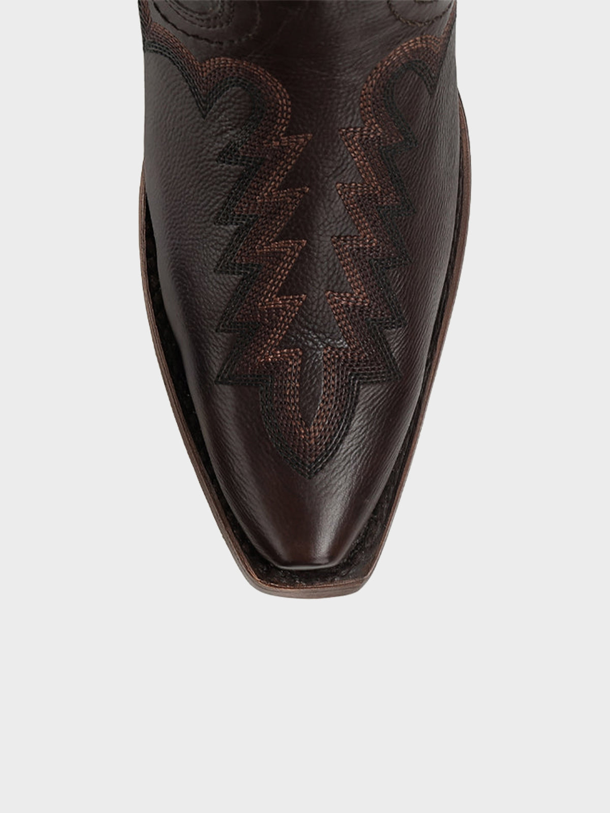 Chocolate Sleek Snip-Toe Chic Embroidery Half-Zip Knee High Cowgirl Boots