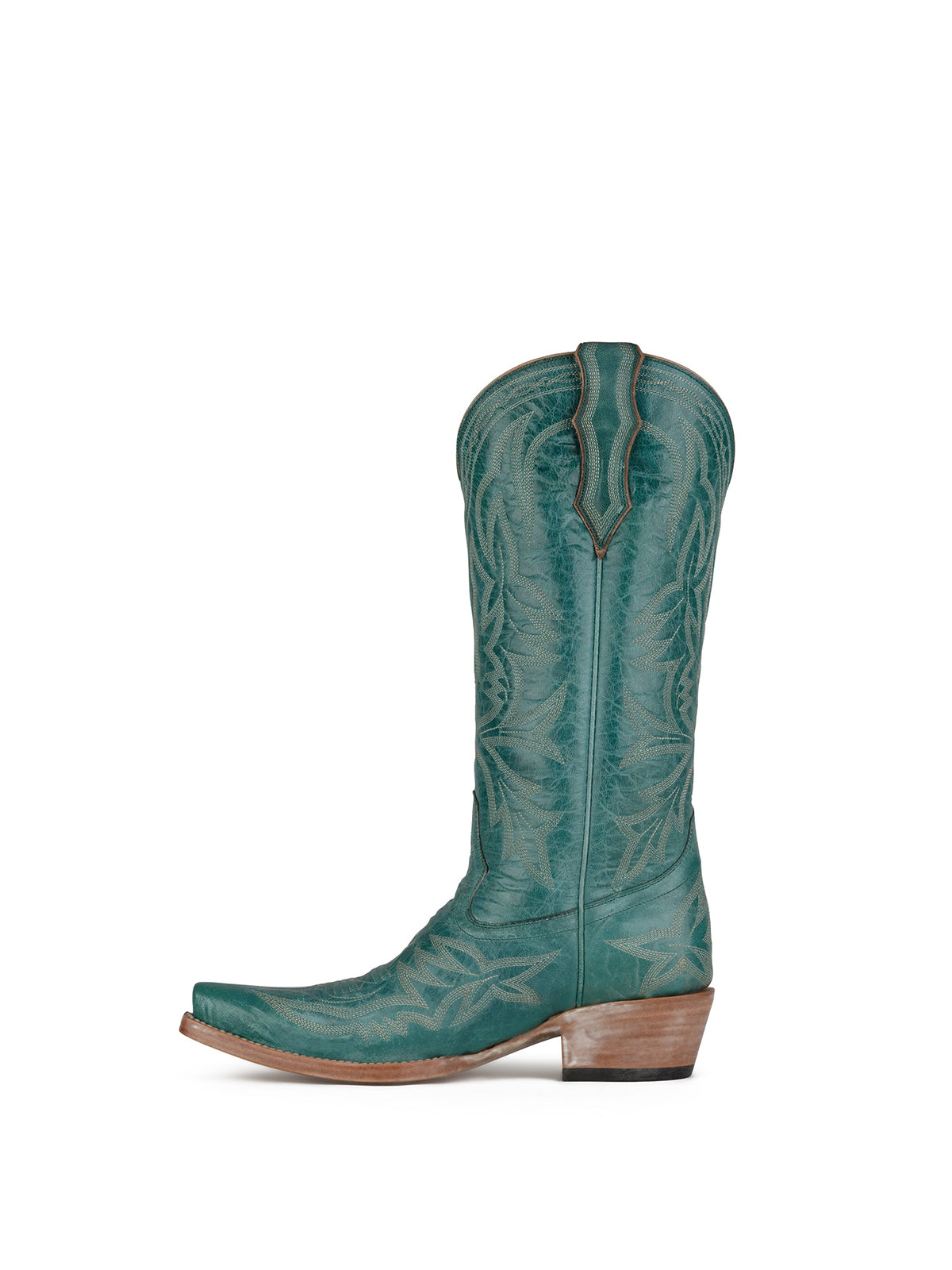Western Embroidery Snip-Toe Classic Mid Calf Cowgirl Boots – Teal