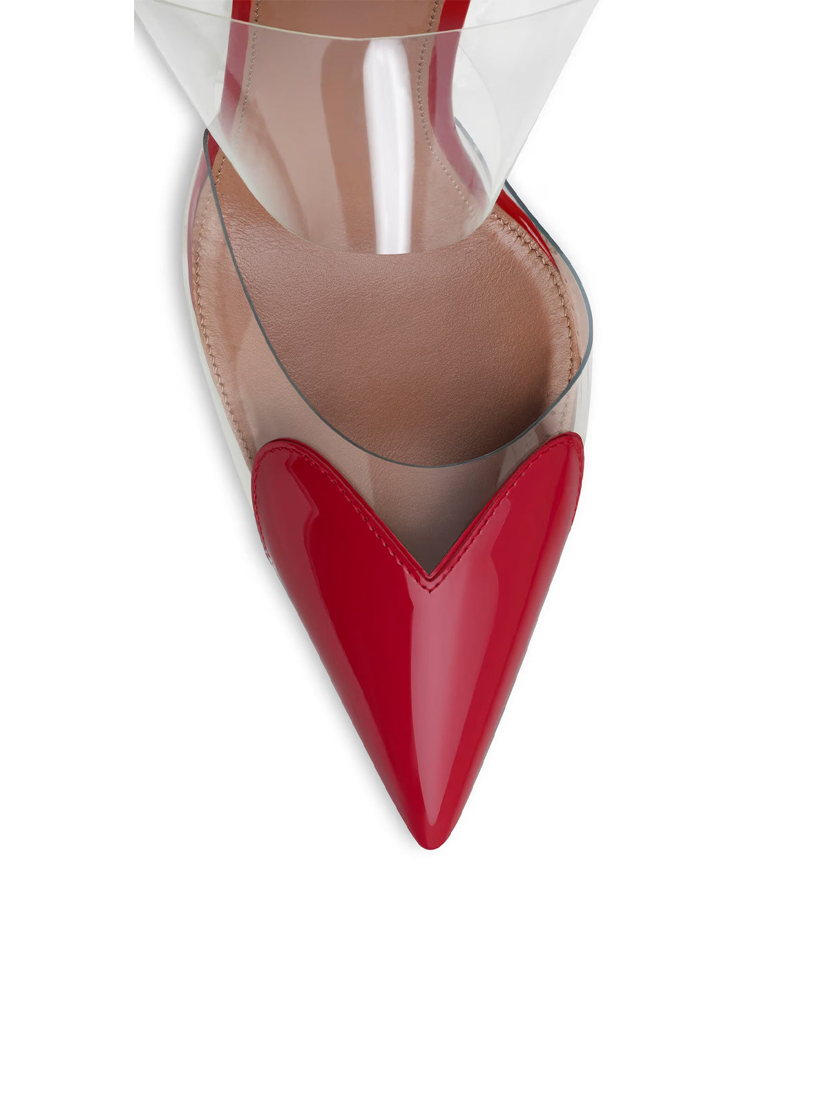 Patent Red And TPU Transparent Film Pointed-Toe Slip-On High Heels