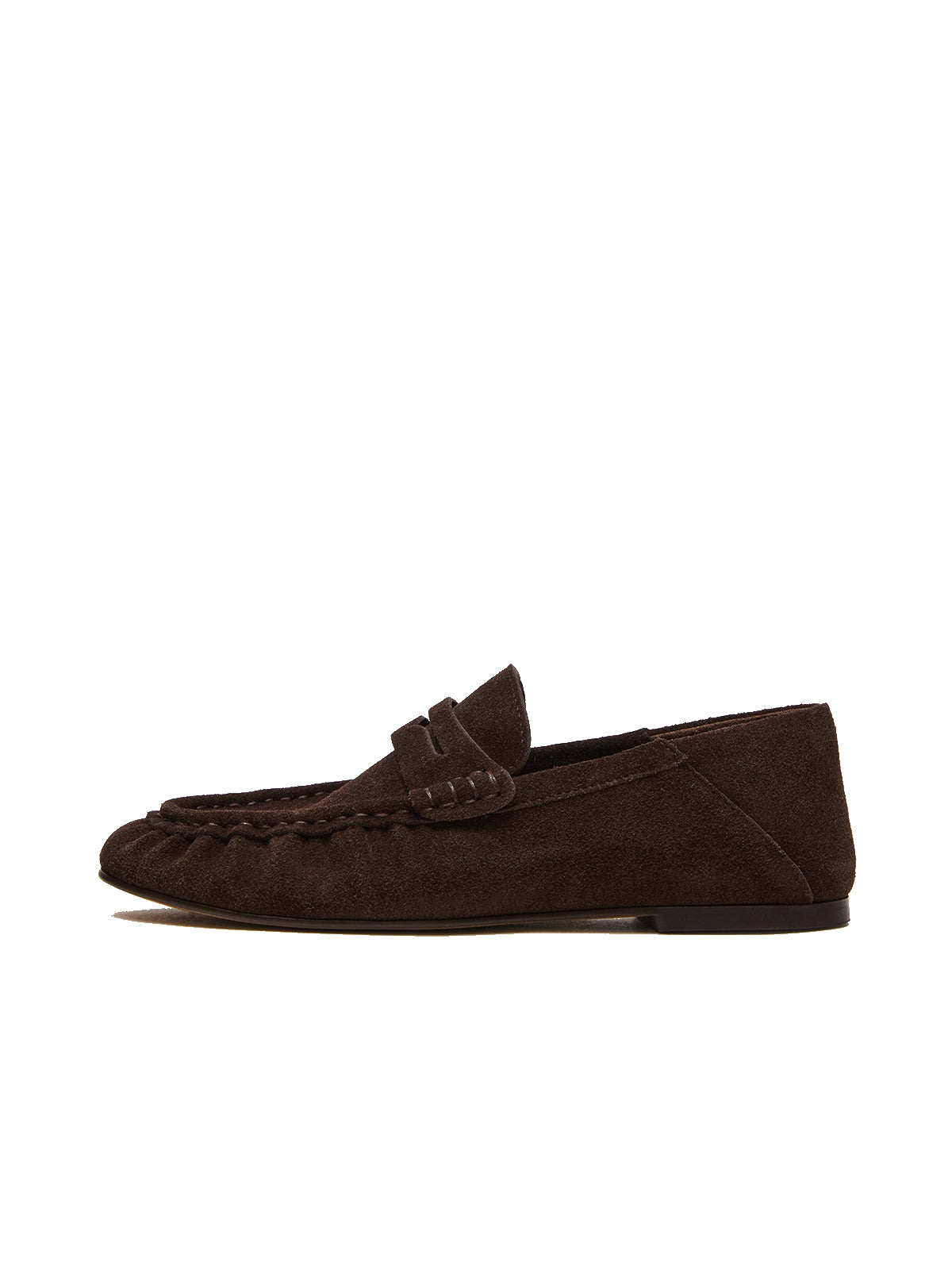 Coffee Faux Suede Round-Toe Stylish Slip-On Loafers Flats