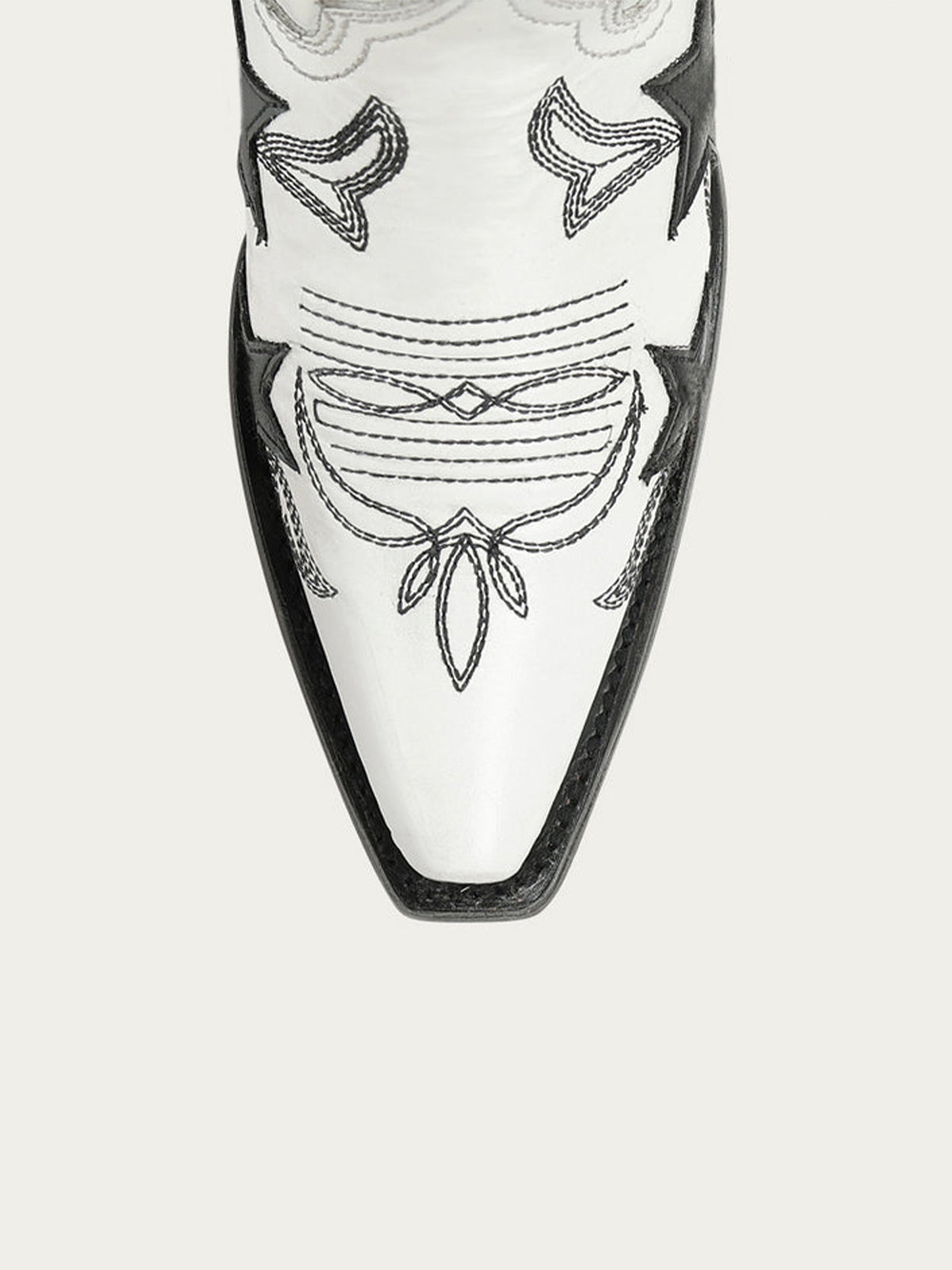 White Snip-Toe Chic Stars Inlay With Embroidery Mid Calf Cowgirl Boots