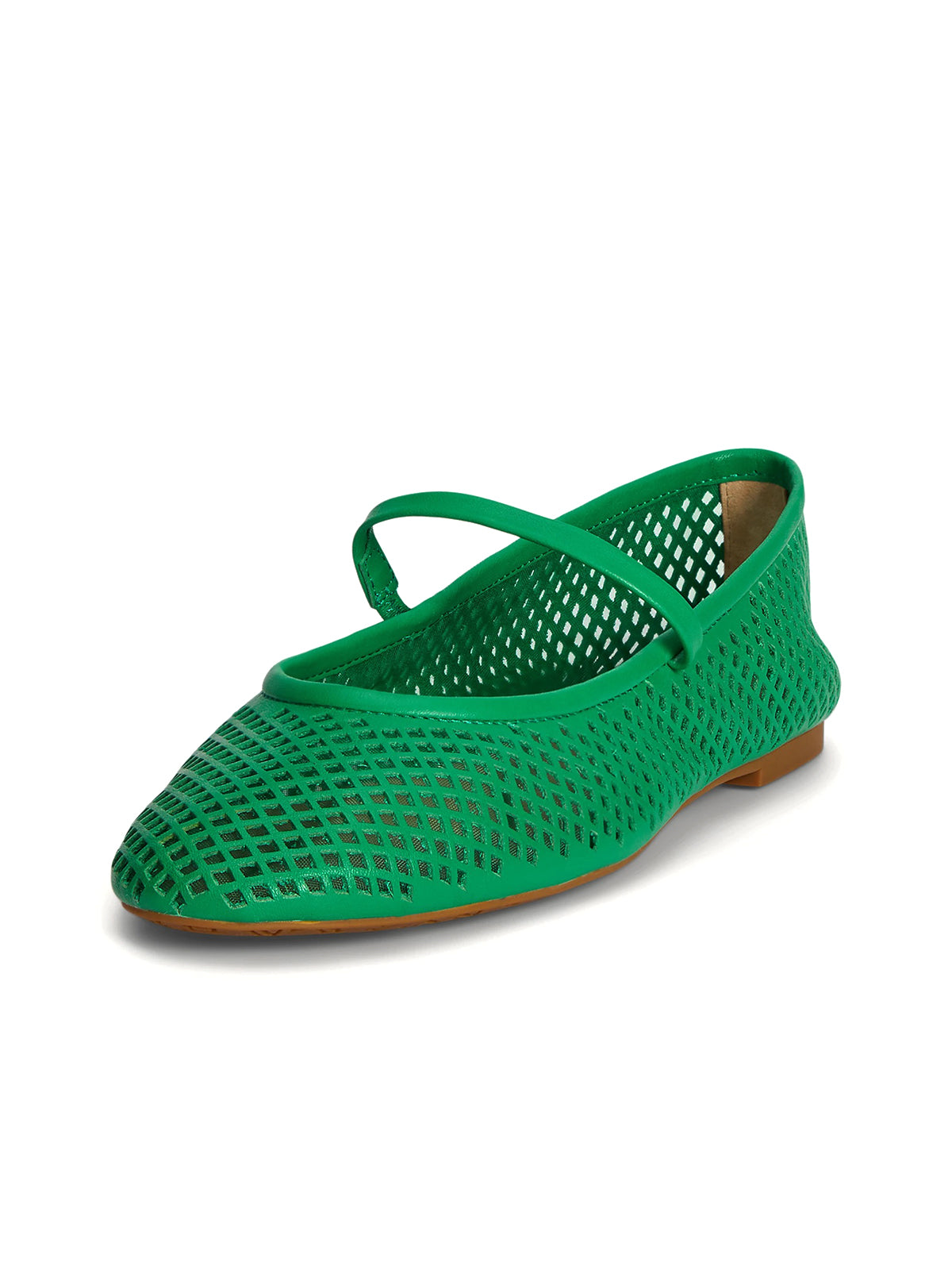 Green Round-Toe Little Cutouts And Mary Jane Ballet Flats