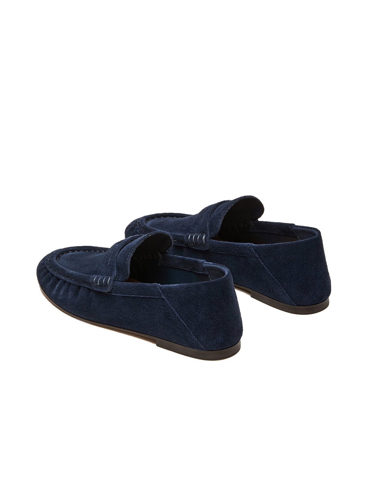Navy Faux Suede Round-Toe Stylish Slip-On Loafers Flats