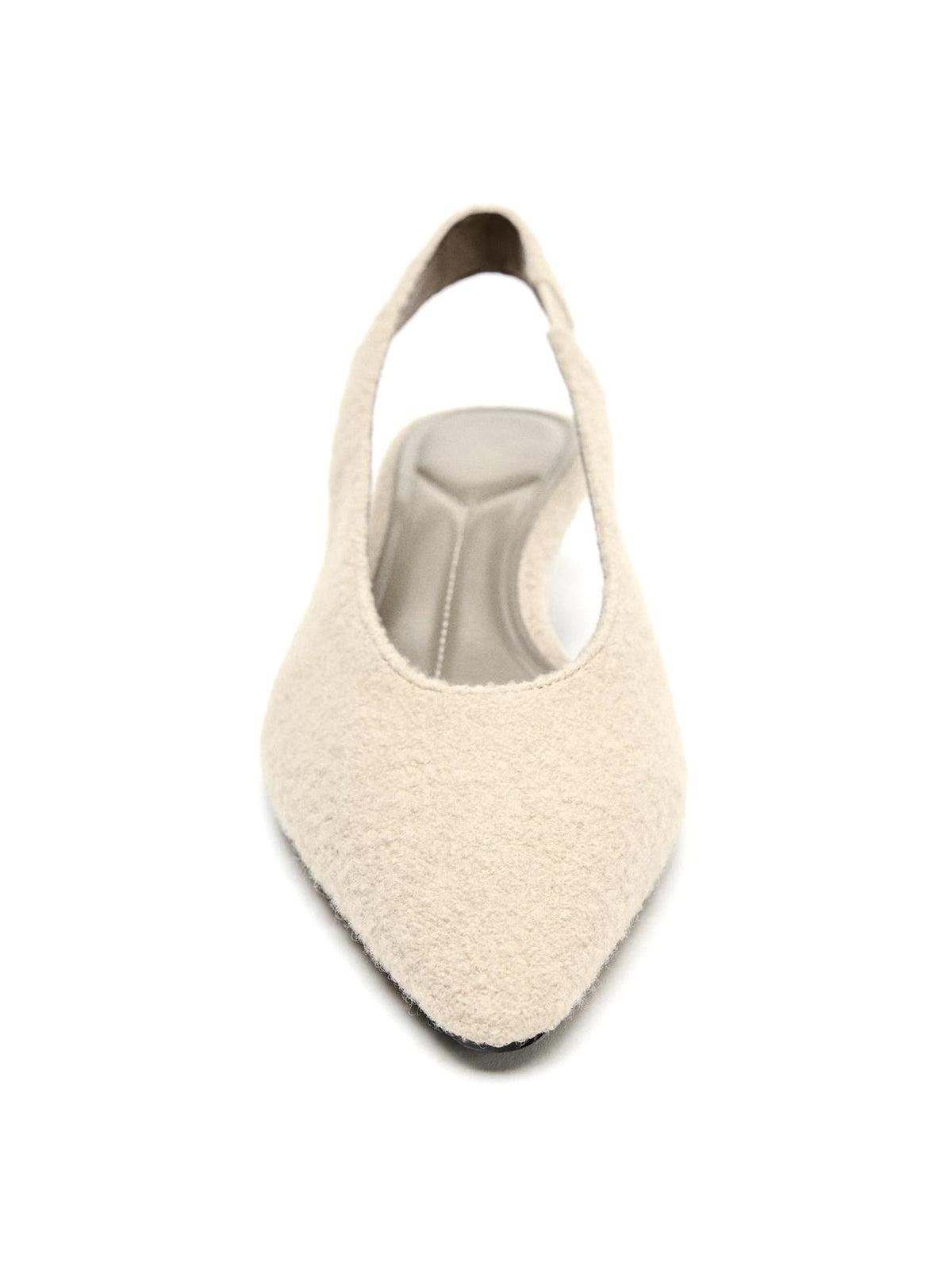 Off White Lint Pointed-Toe Wide Slingback Kitten Heels