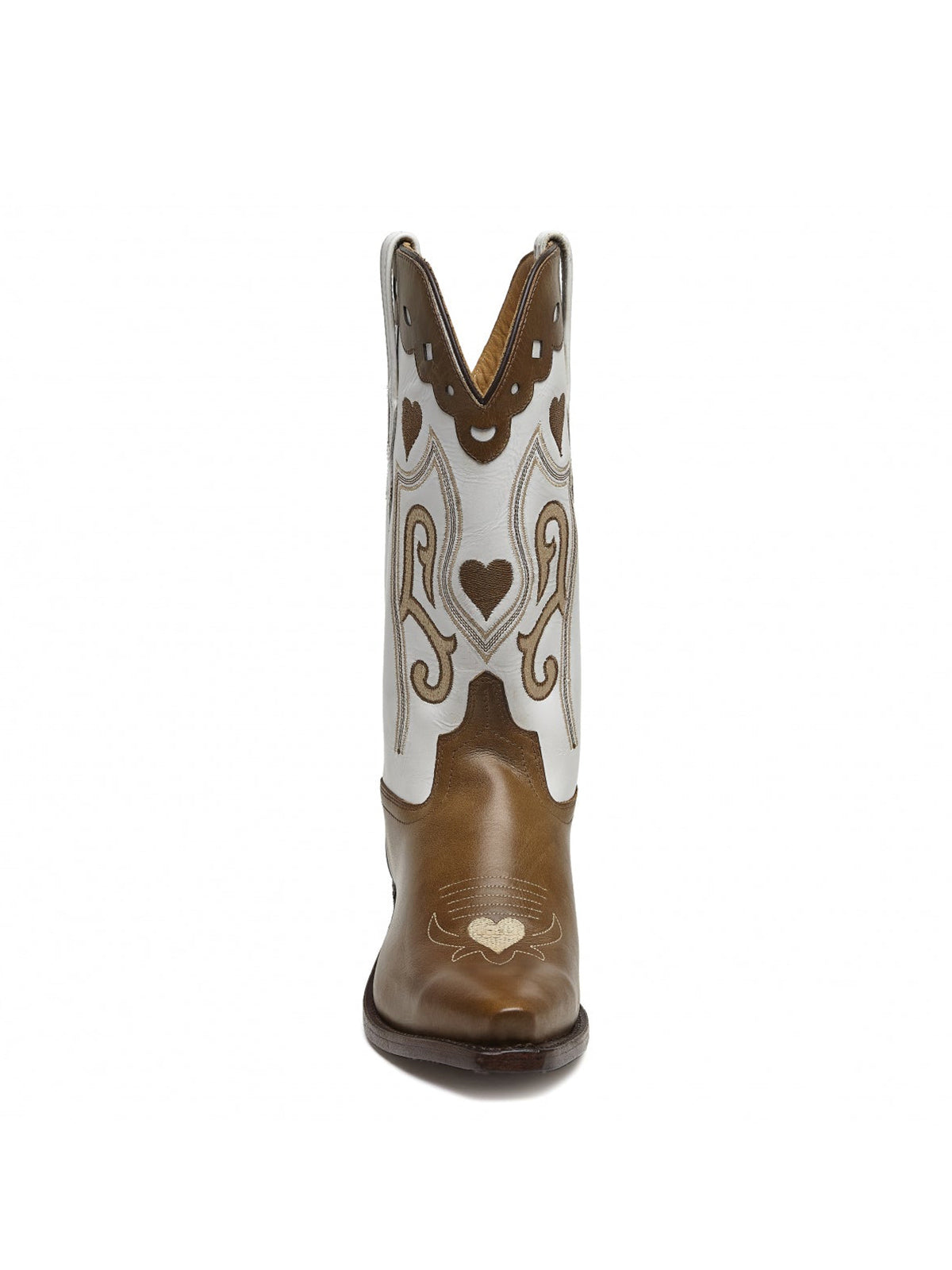 Brown Snip-Toe Applique Cowgirl Wesern Mid Calf Boots