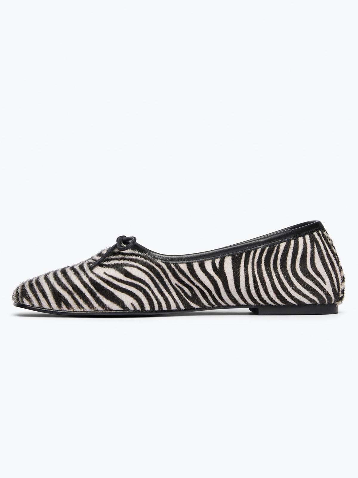 Zebra Pattern Square-Toe Front Bow Slip-On Ballet Flats