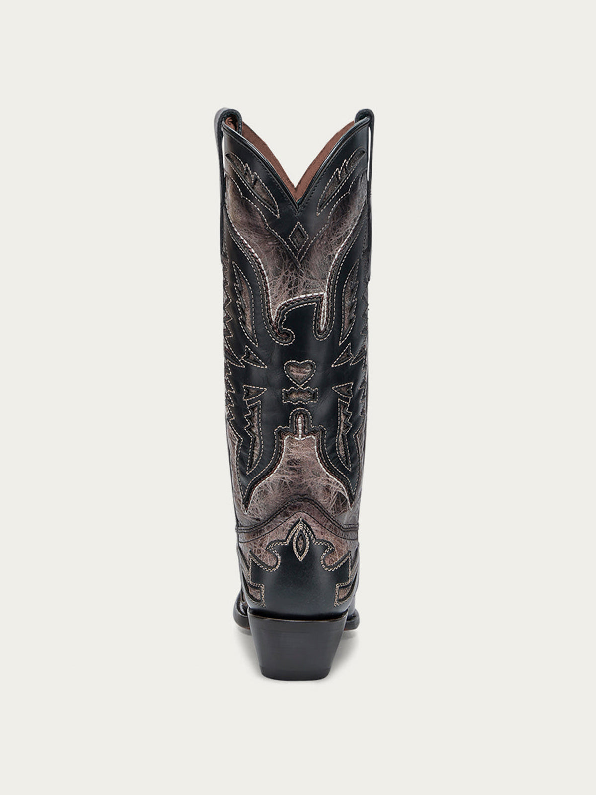 Distressed Dark Gray Snip-Toe Chic Eagle Applique Mid Calf Cowgirl Boots