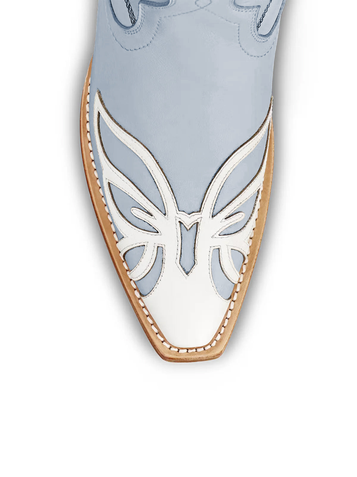 Light Purple Snip-Toe Flower Applique Mid Calf Pull On Cowgirl Boots