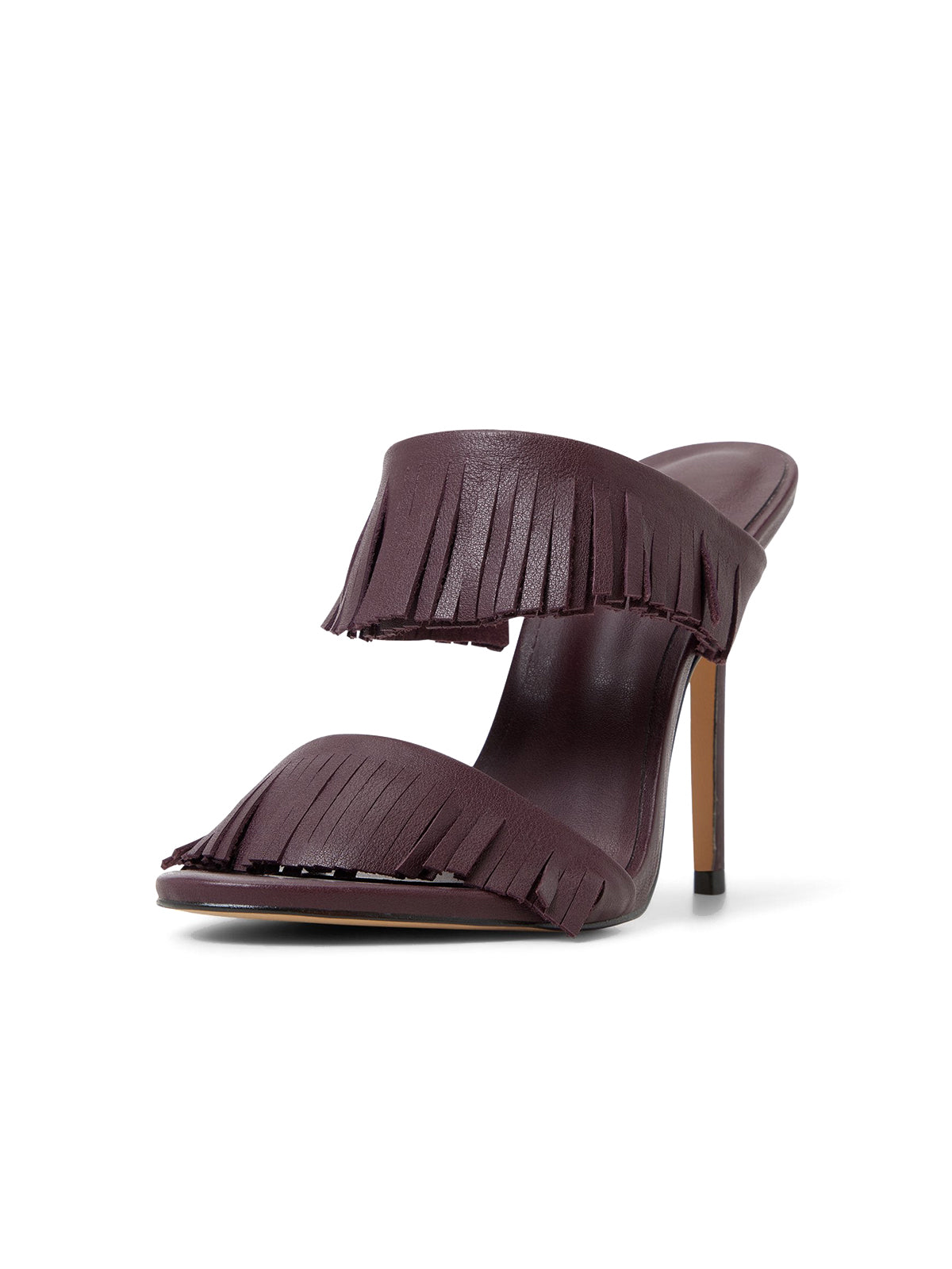 Purple Open Round-Toe Fringe High Heels