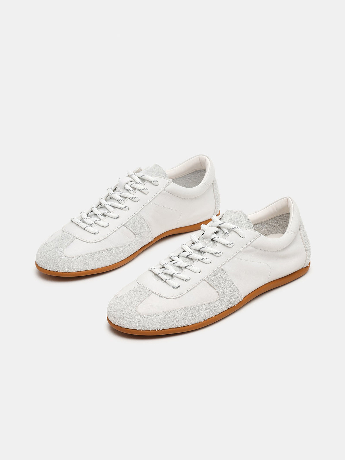 White Round-Toe Chic Lace-Up Classic Sneakers Flats