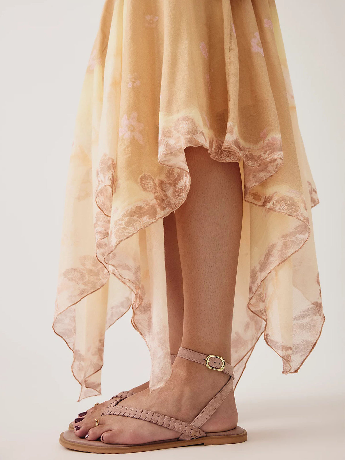 Pink Faux Suede Square-Toe Flip-Flop Back And Ankle Straps Sandals Flats