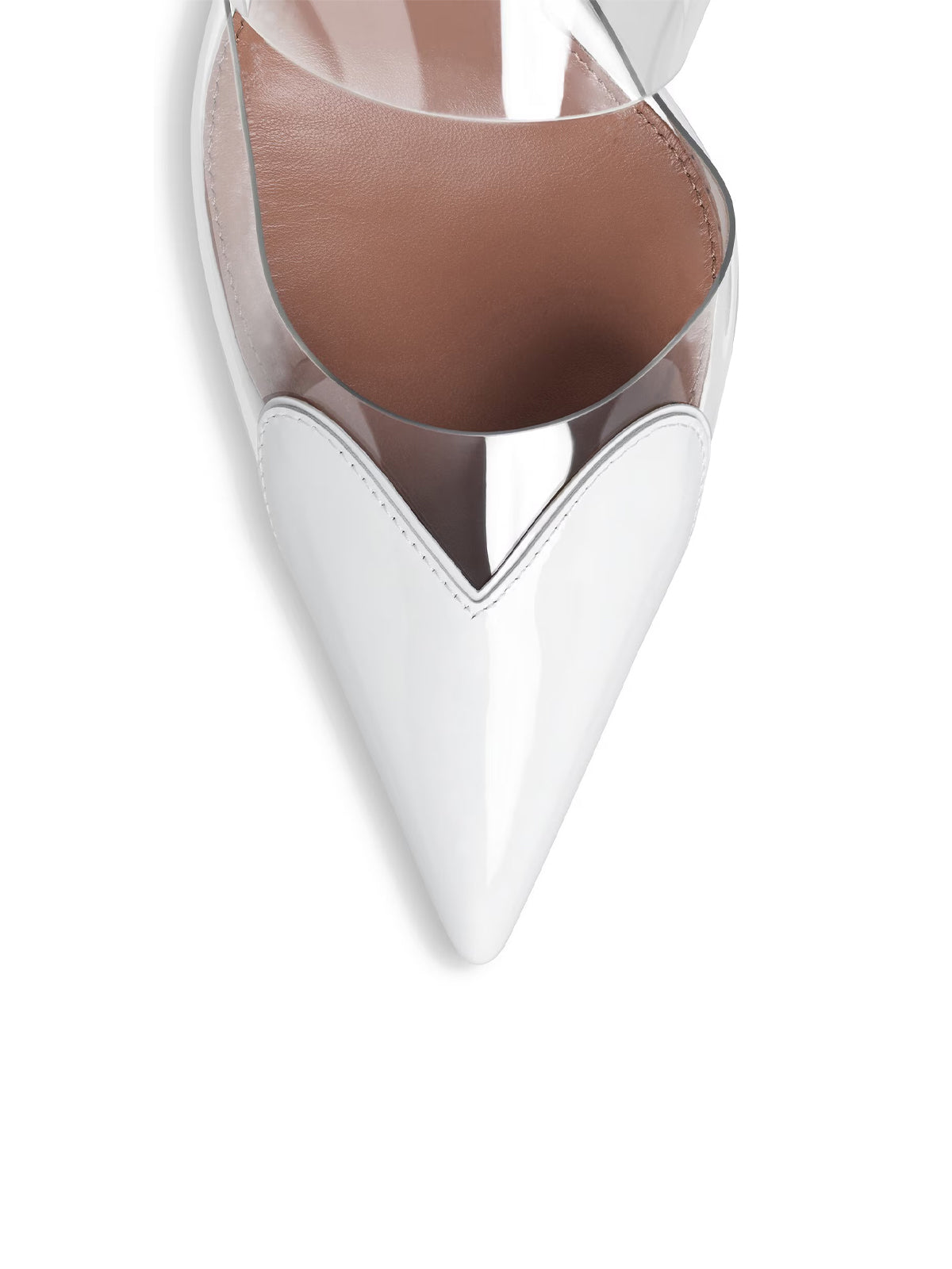 Patent White And TPU Transparent Film Pointed-Toe Slip-On High Heels
