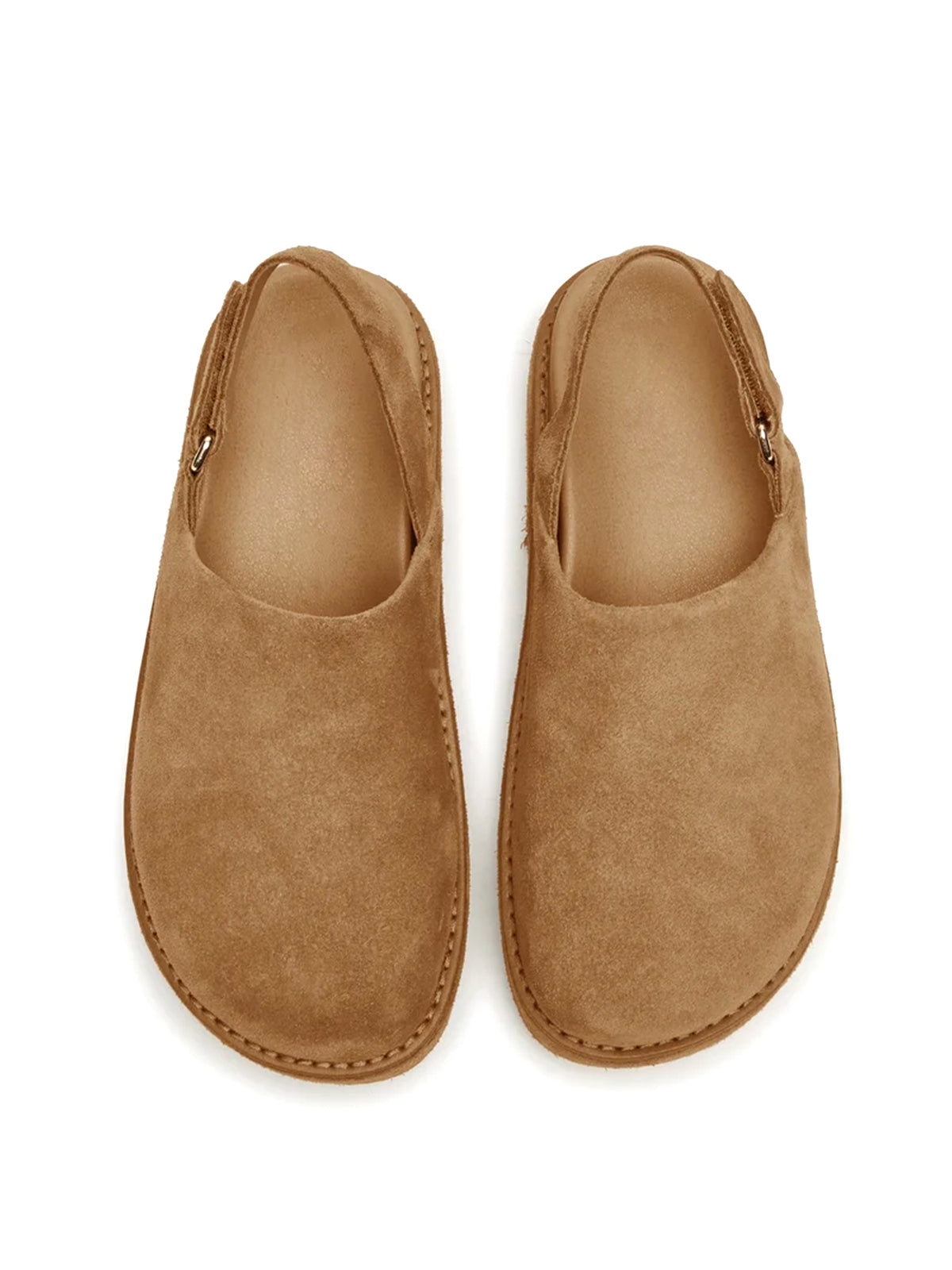 Cognac Faux Suede Round-Toe Slingback Platform Shoes