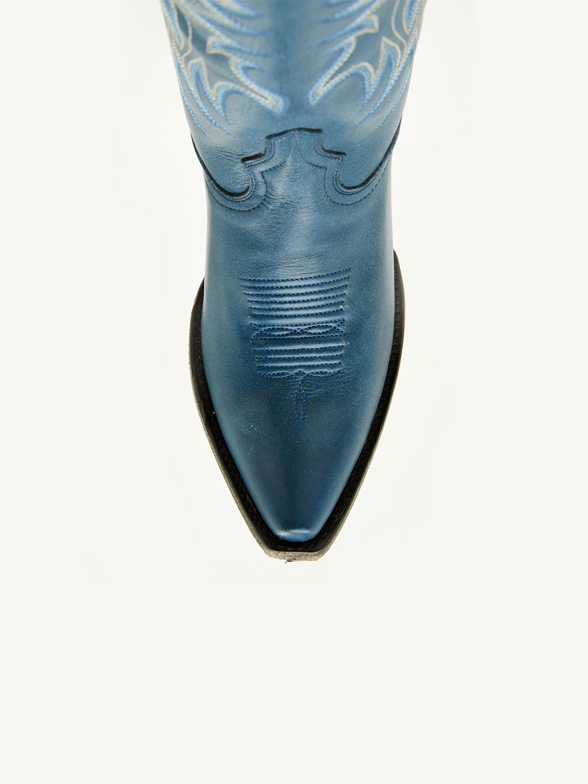 Blue Snip-Toe Embroidery Mid Calf Western Boots For Women