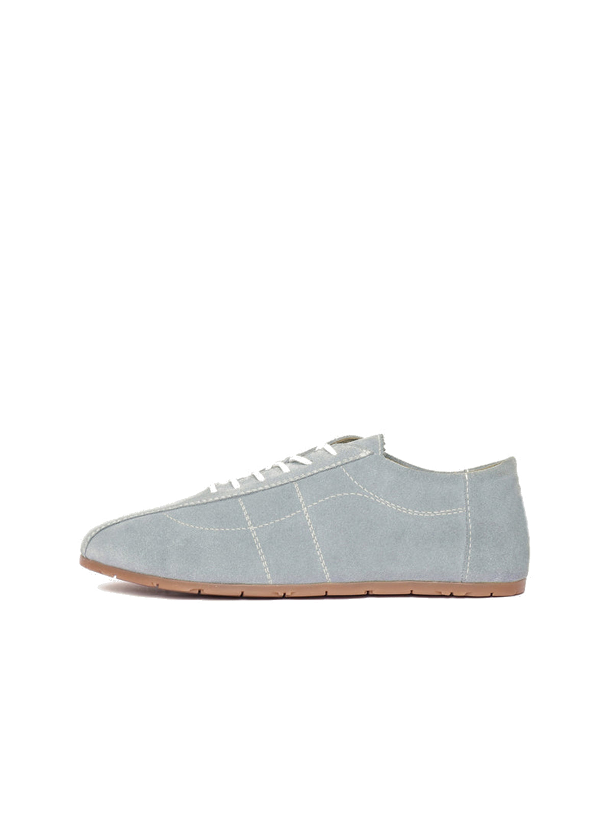 Sky Blue Faux Suede Round-Toe Lace-Up Chic Sneakers Flats