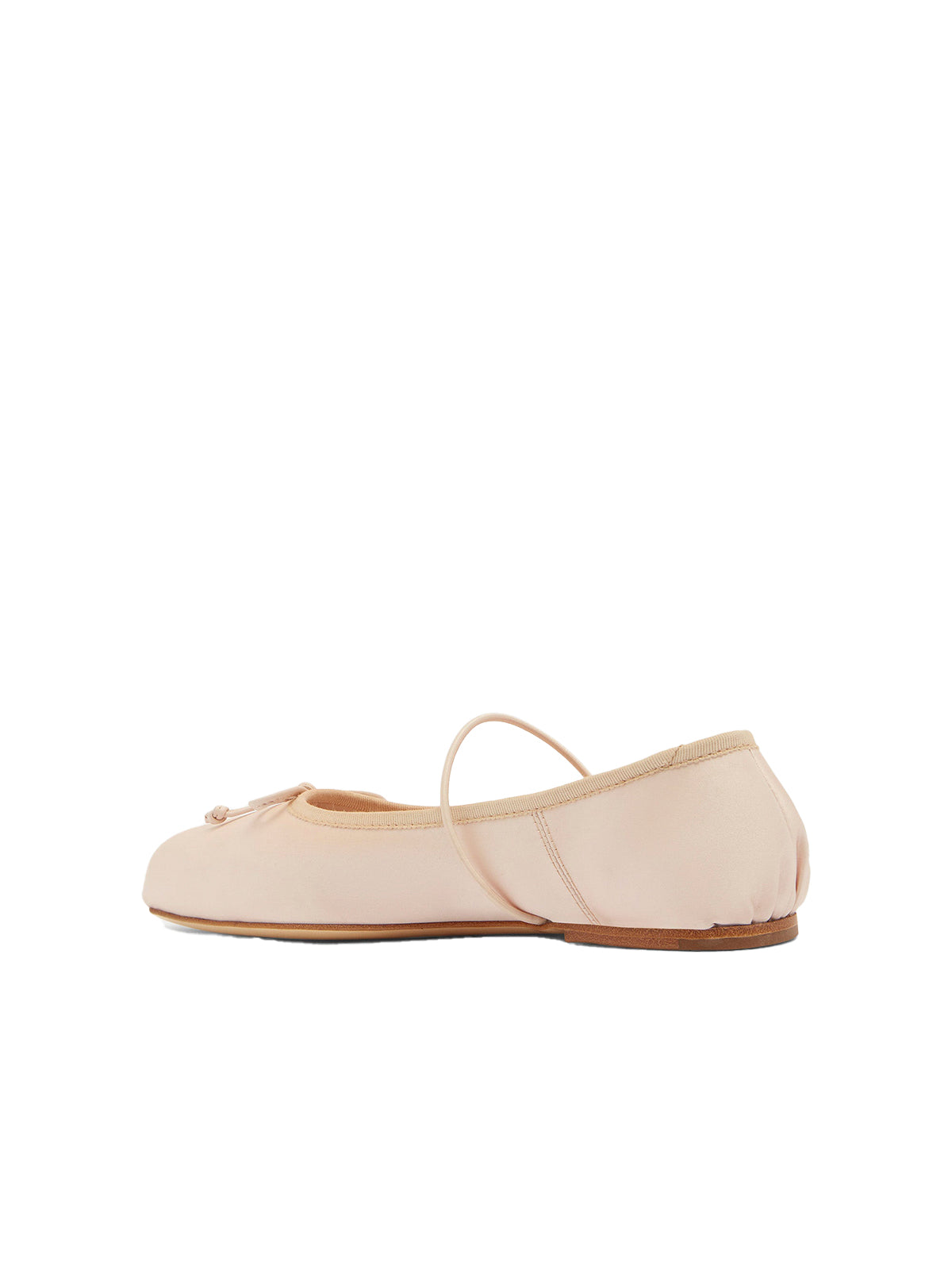 Blush Pink Satin Square-Toe Ballet Classic Flats With Bow