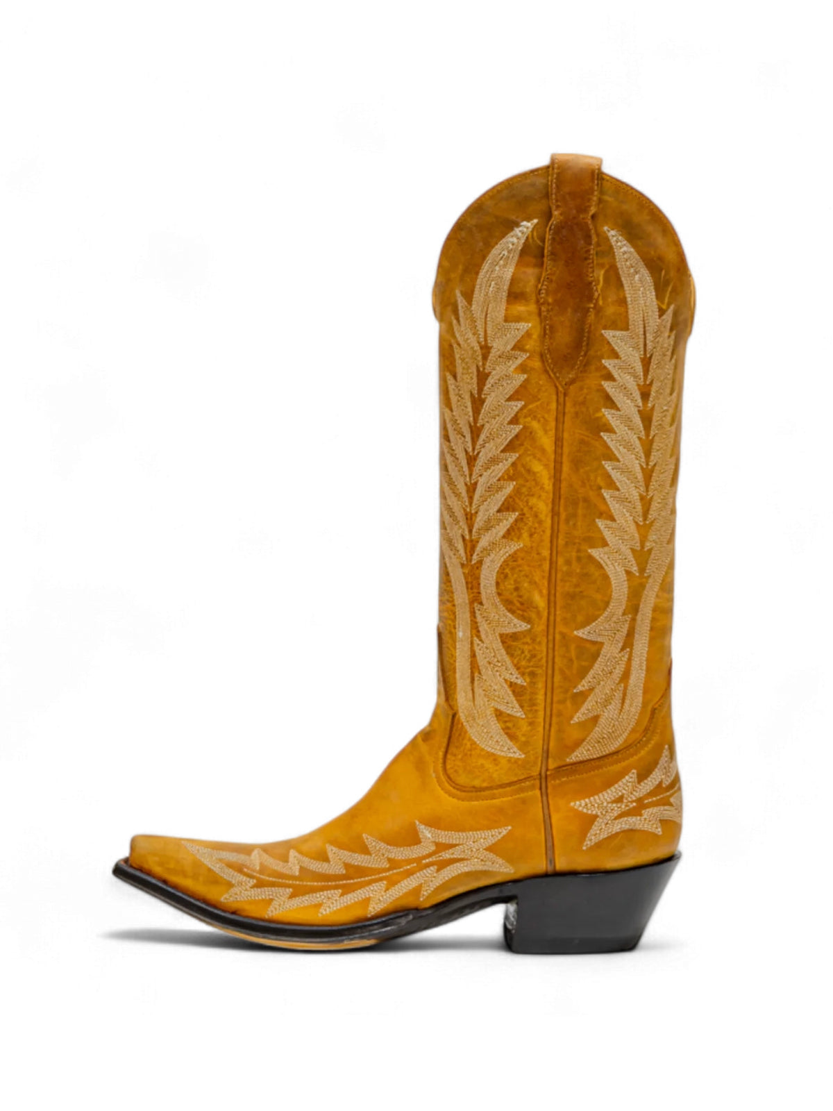 Champagne Snip-Toe Wide Calf Embroidery Knee High Cowgirl Boots