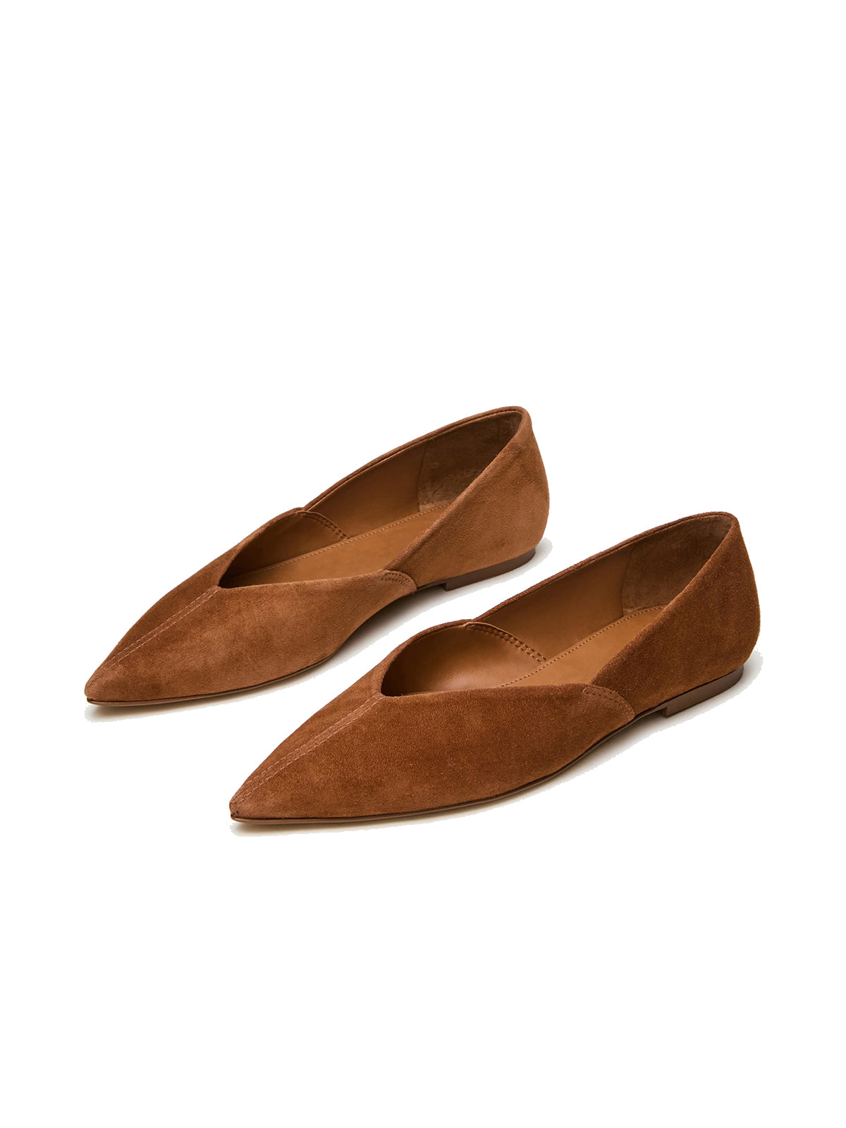 Brown Faux Suede Pointed-Toe Slip-On Simple Chic Flats