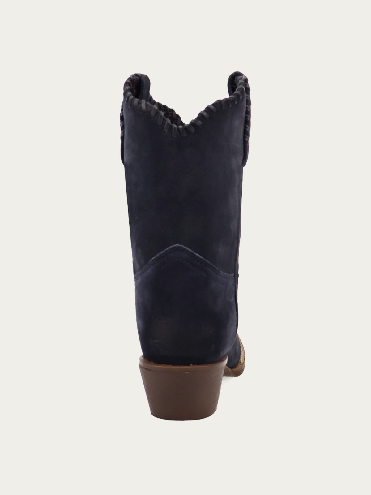 Navy Faux Suede Snip-Toe Short Slip-On Ankle Cowgirl Boots