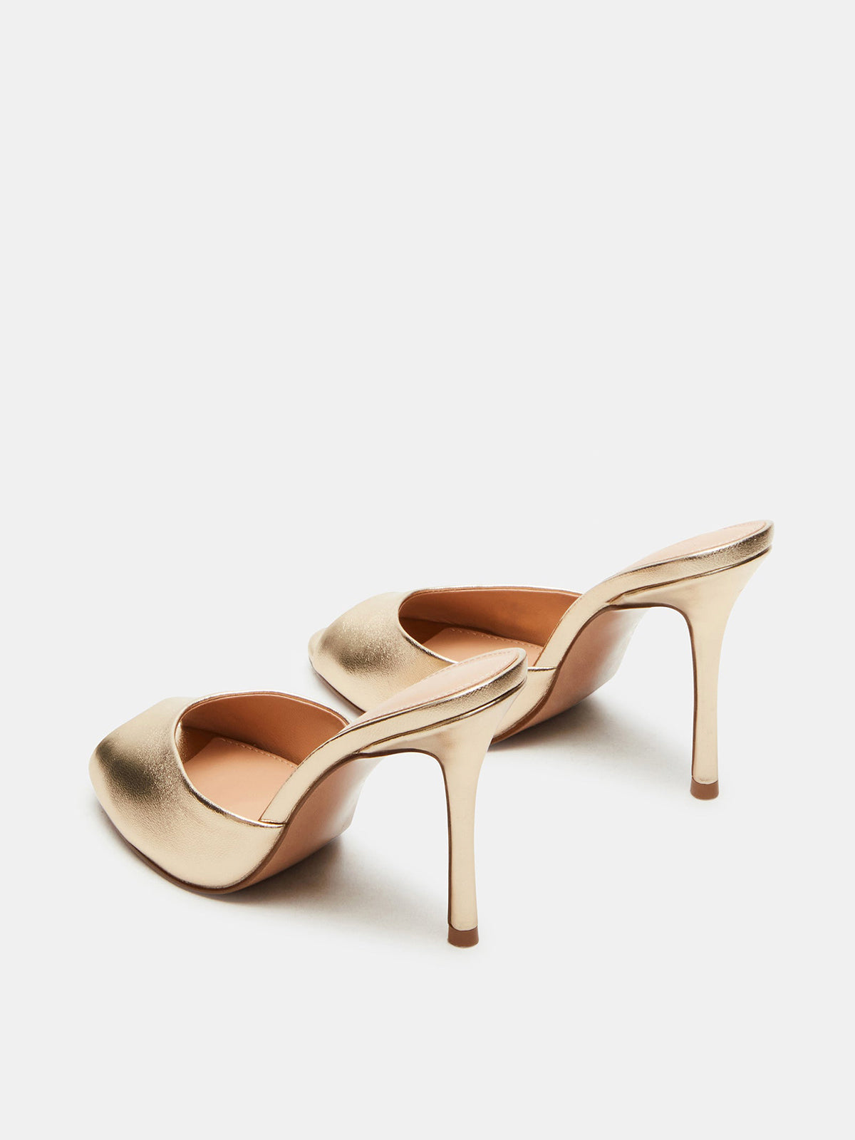 Round-Toe Slip-On High Stiletto Heels Pumps - Metallic Gold